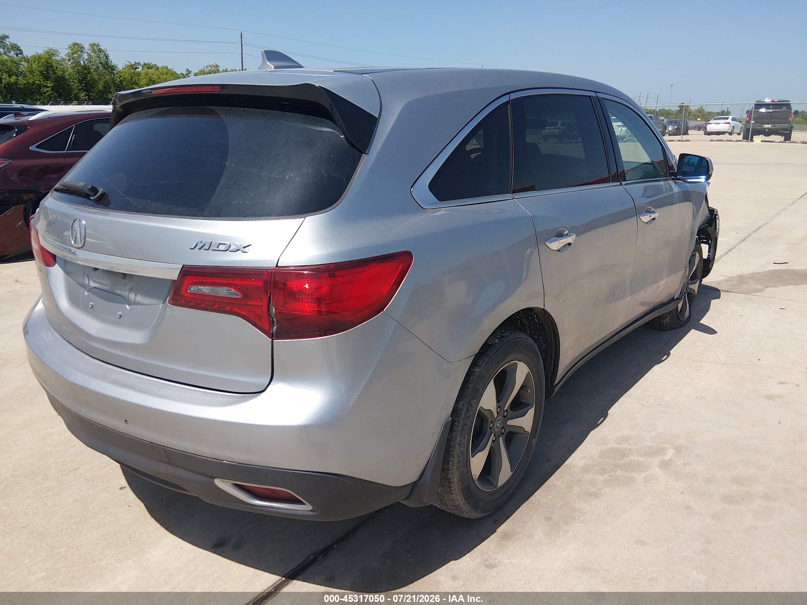 2016 Acura Mdx VIN 5FRYD3H23GB019442 IAAI salvage auction — Unknown, Salvage (Texas), sold $2,200 on 2026-09-11 (photo 4)