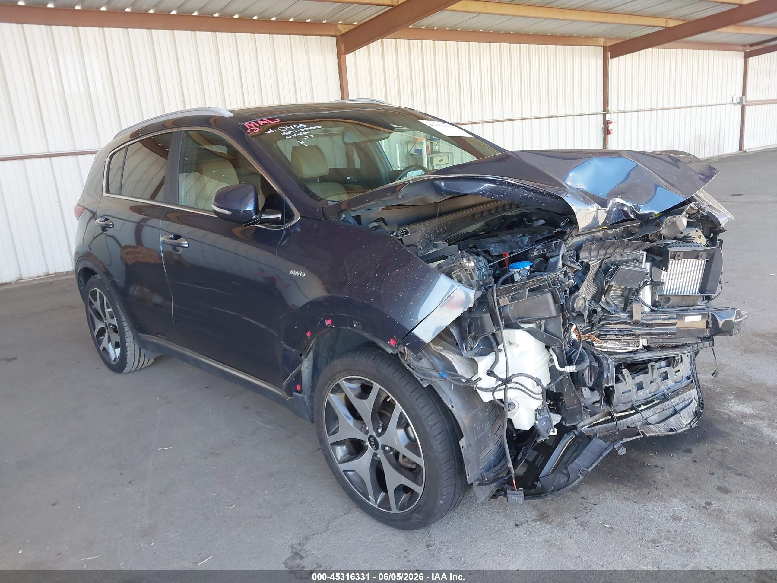 2017 Kia Sportage VIN KNDPRCA60H7208763 IAAI salvage auction — Front End, Salvage (California), sold $225 on 2026-07-09 (photo 1)