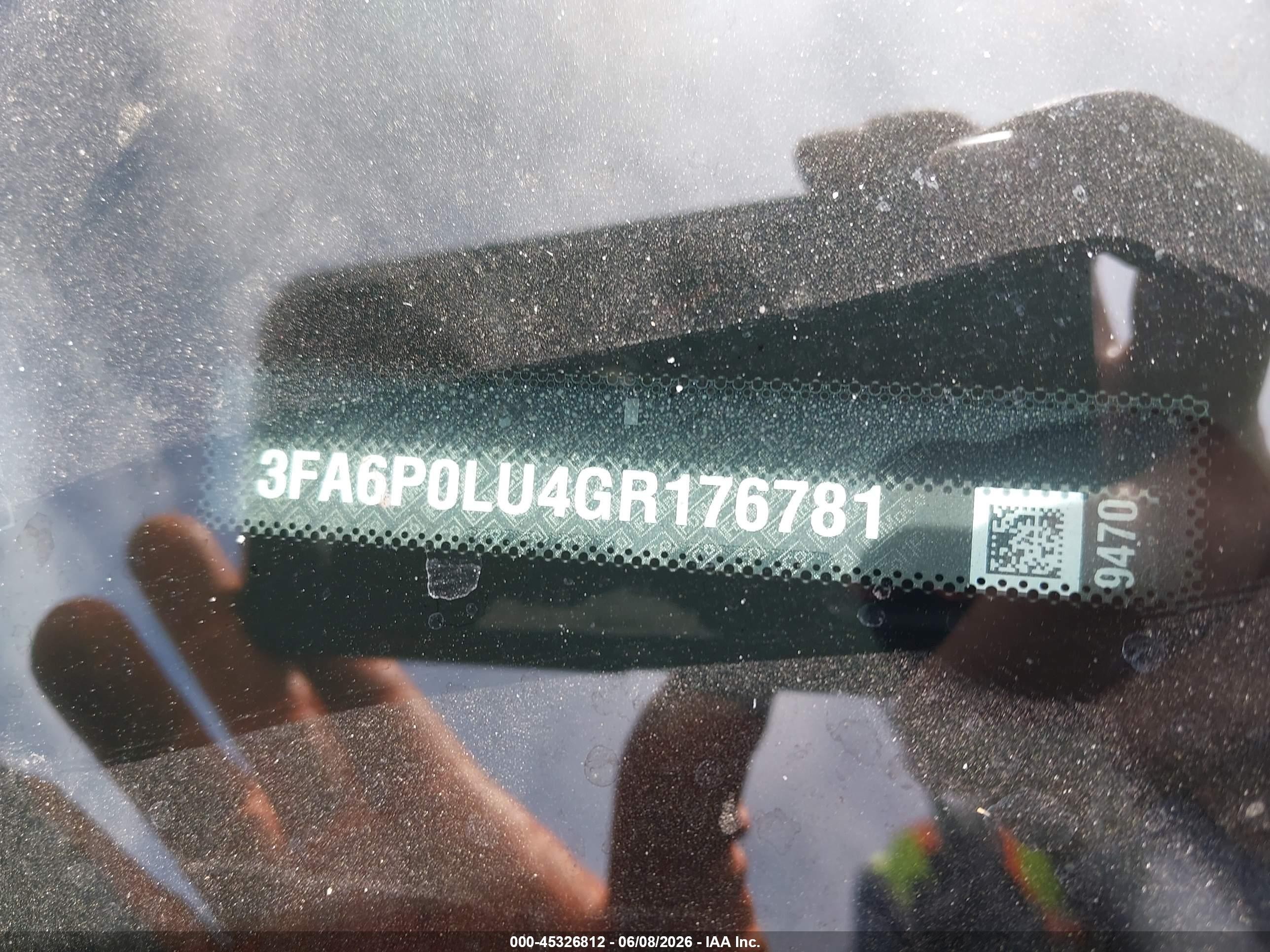 2016 Ford Fusion VIN 3FA6P0LU4GR176781 IAAI salvage auction — Normal Wear, Clear - Dealer Only (California), sold $225 on 2026-07-02 (photo 9)