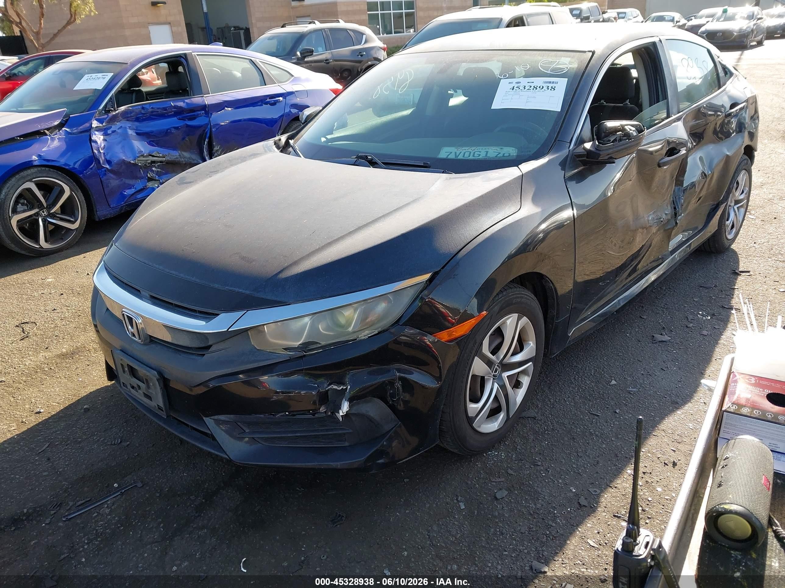 2016 Honda Civic VIN 2HGFC2F53GH544788 IAAI salvage auction — Side, Salvage Certificate (California), sold $1,600 on 2026-07-12 (photo 2)
