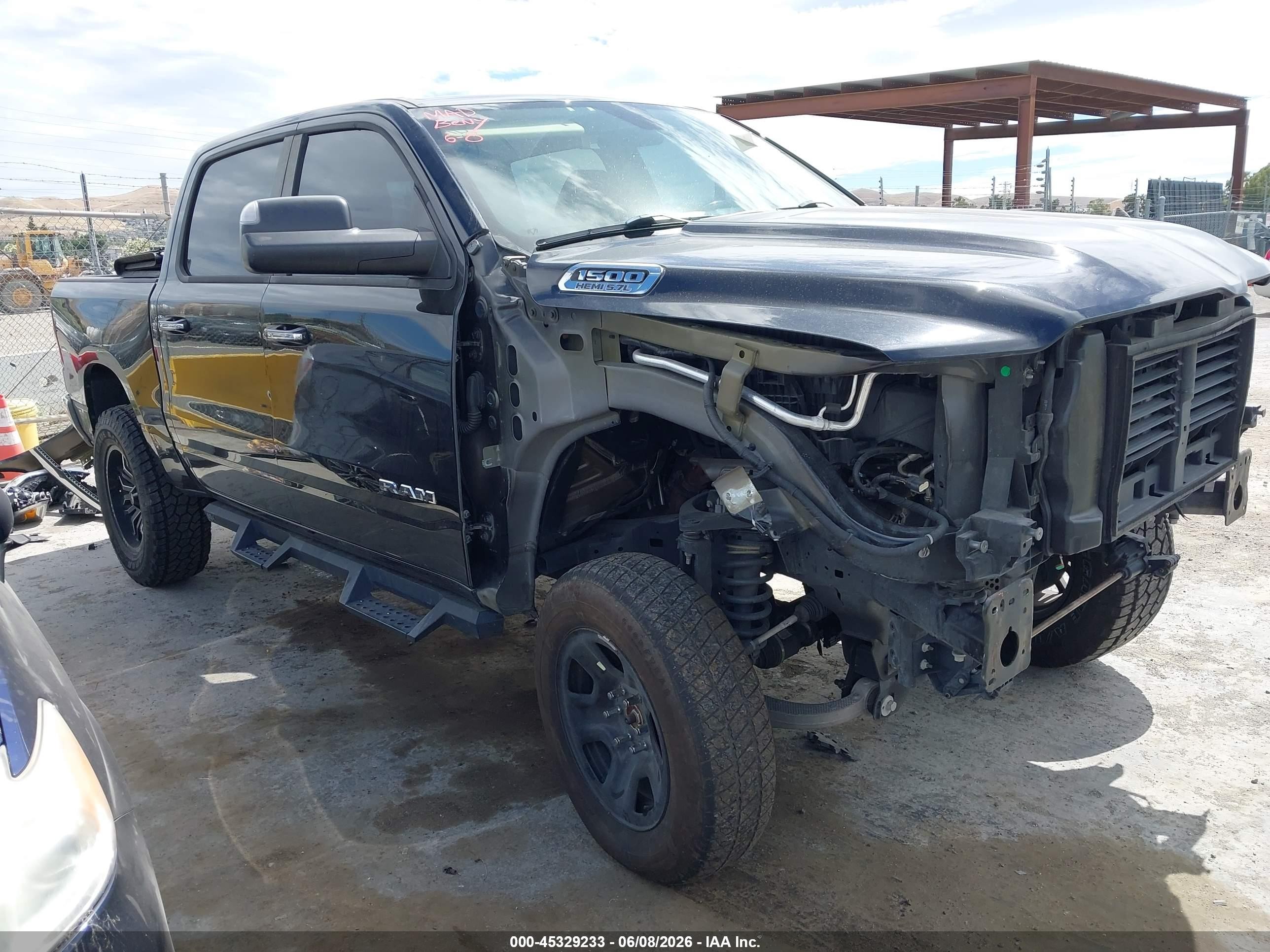 2019 Ram 1500 VIN 1C6SRFFT4KN859477 IAAI salvage auction — Front End, Salvage (California), sold $10,750 on 2026-07-09 (photo 1)