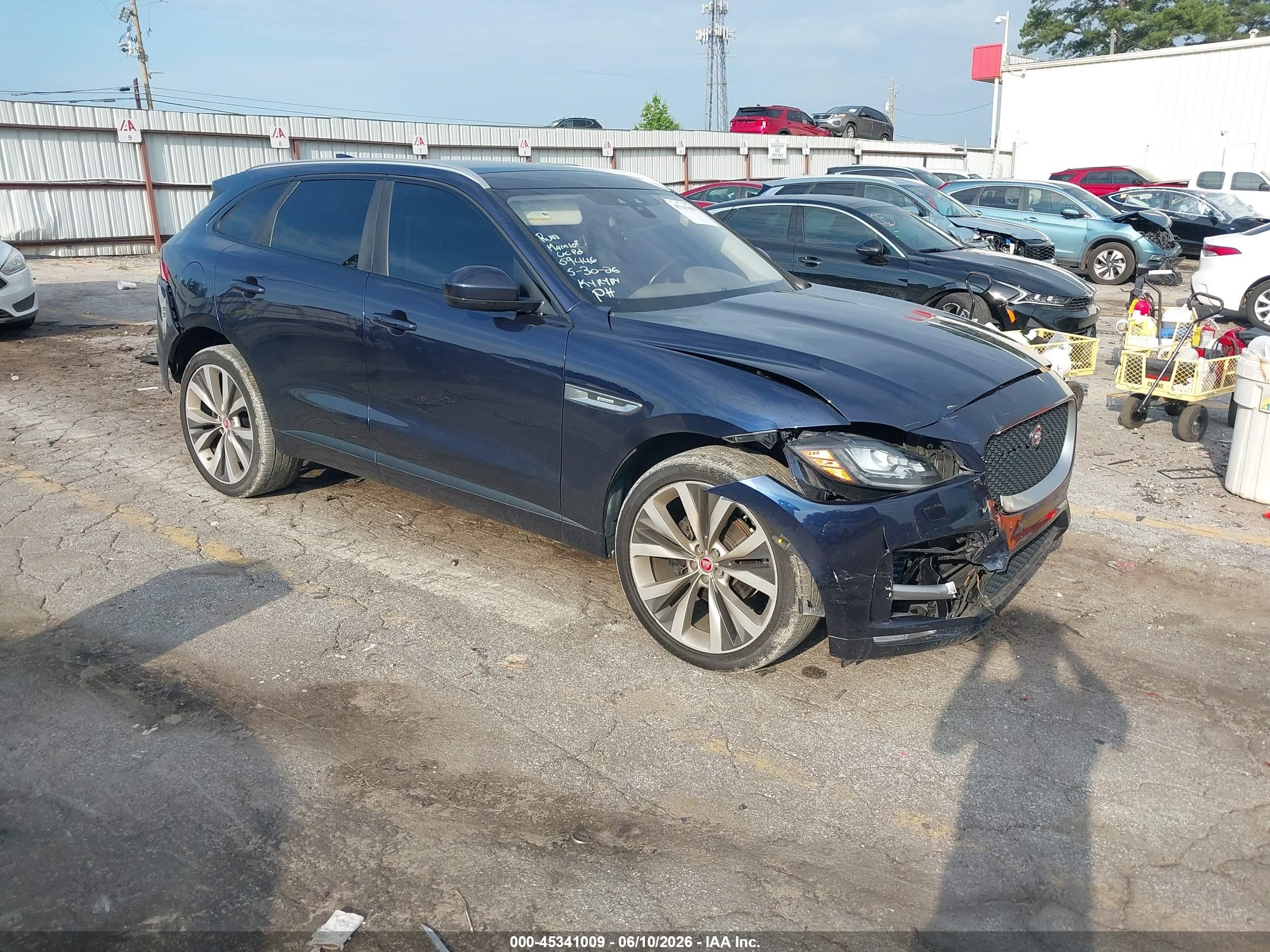 2018 Jaguar F-pace VIN SADCL2FX2JA295042 IAAI salvage auction — Front End, Salvage (Georgia), sold $3,025 on 2026-09-09 (photo 1)