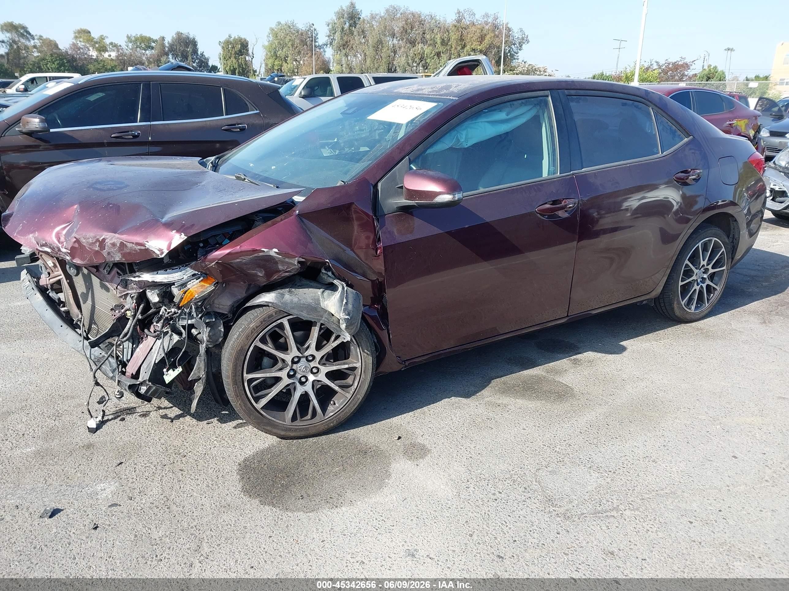 2017 Toyota Corolla VIN 5YFBURHE3HP607416 IAAI salvage auction — Front End, Salvage (California), sold $2,300 on 2026-07-09 (photo 2)