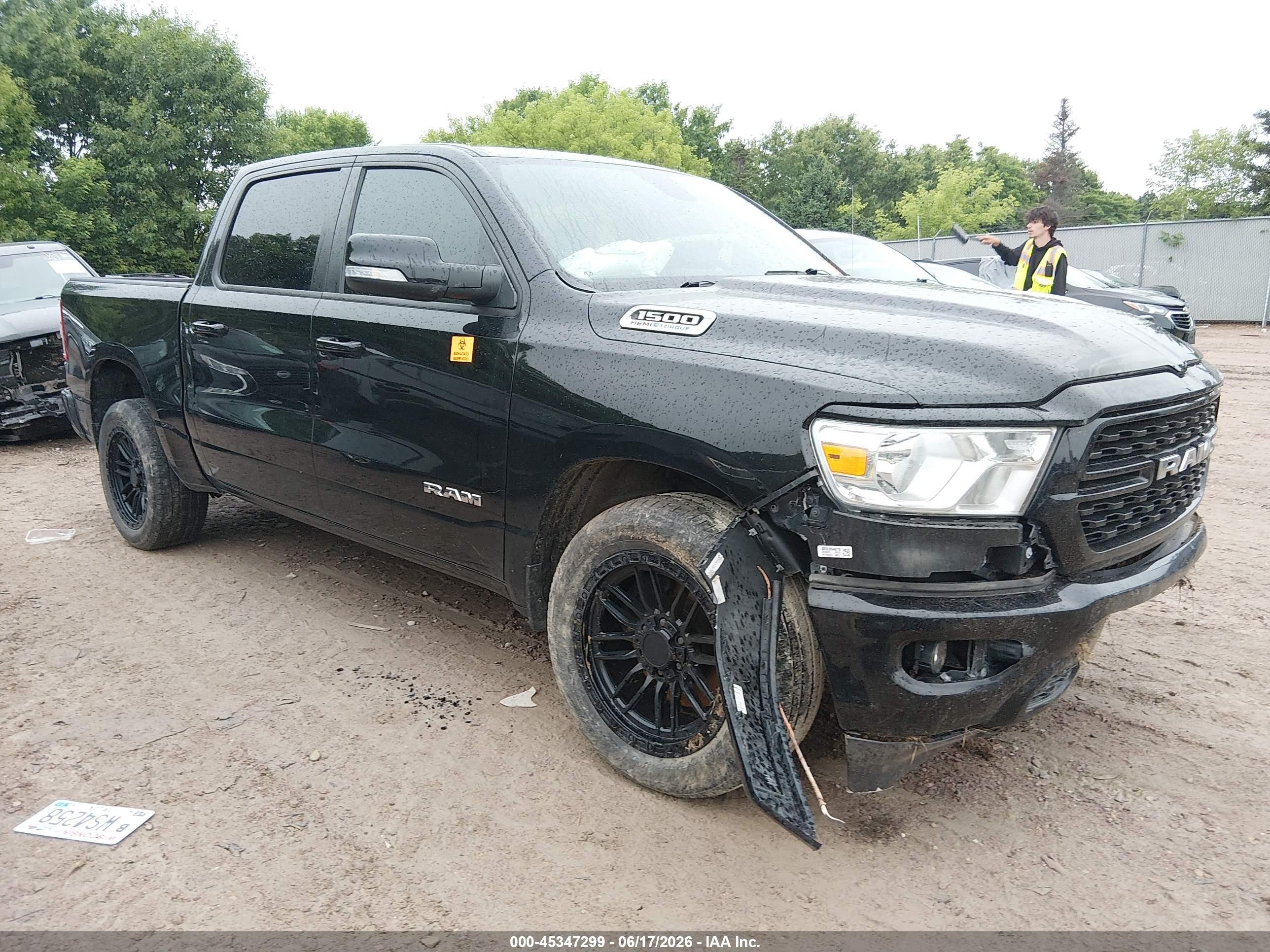 2022 Ram 1500 VIN 1C6SRFFT5NN396852 IAAI salvage auction — Biohazard/Chemical, Junk Bill Of Sale Mv2459 (Wisconsin), sold $5,150 on 2026-09-09 (photo 1)