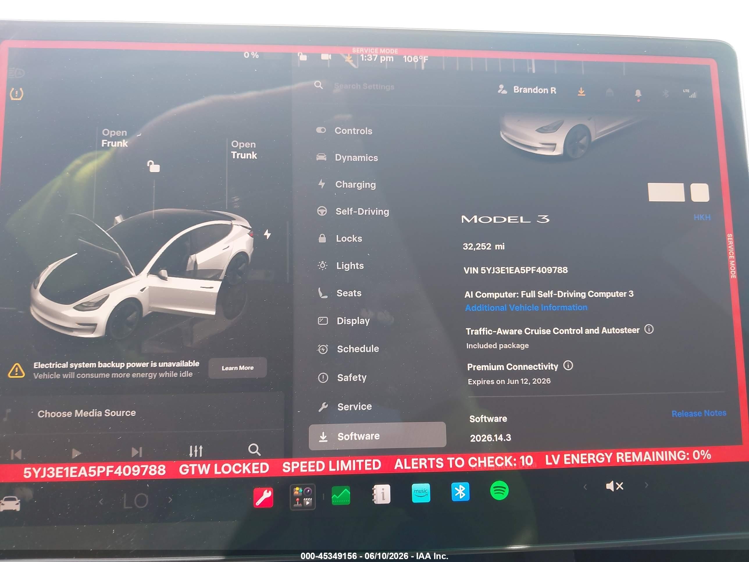 2023 Tesla Model 3 VIN 5YJ3E1EA5PF409788 IAAI salvage auction — Rear End, Salvage (Arizona), sold $7,150 on 2026-06-30 (photo 7)