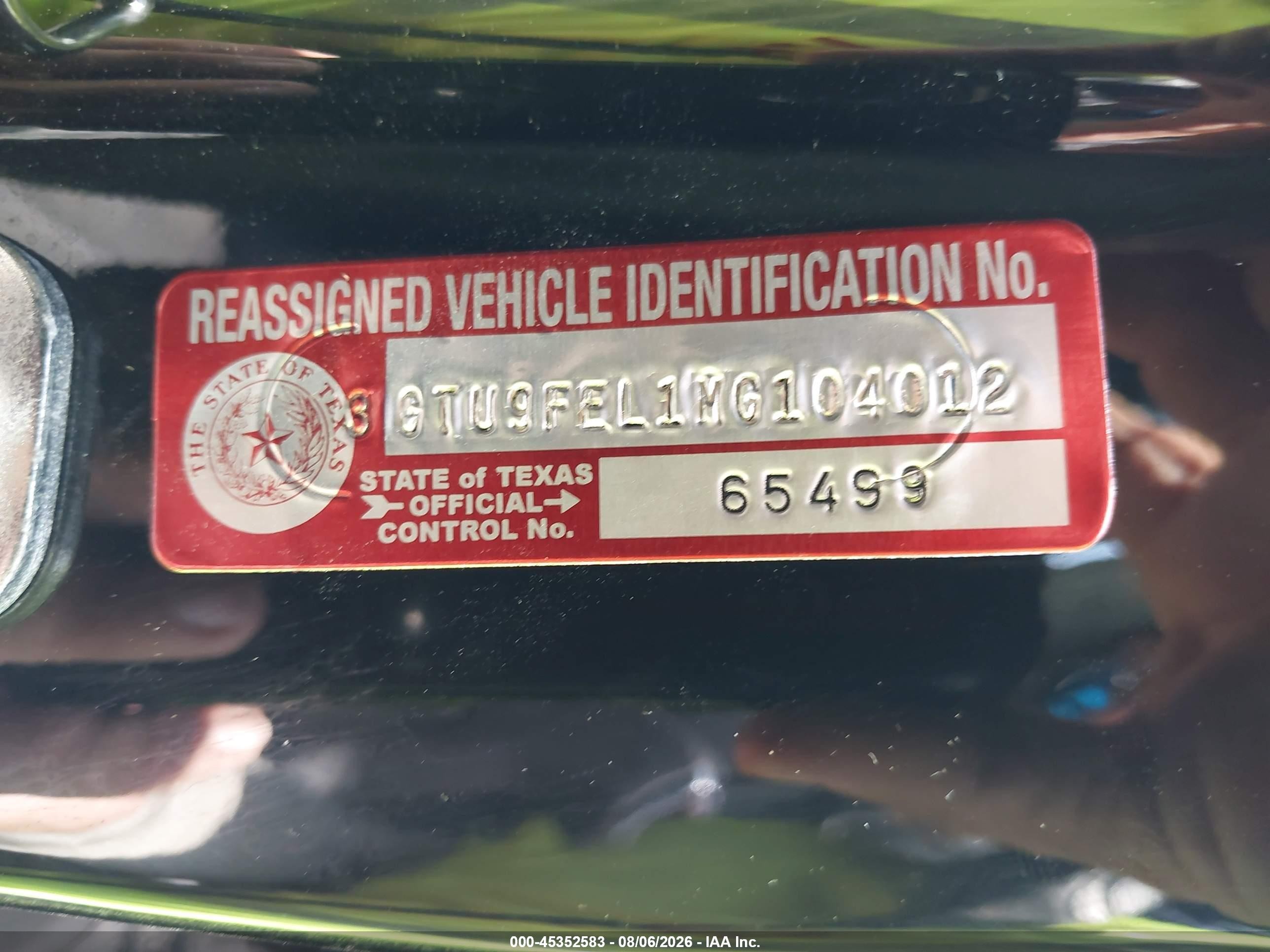 2021 GMC Sierra 1500 VIN 3GTU9FEL1MG104012 IAAI salvage auction — Theft, Original (Texas), sold $16,800 on 2026-08-24 (photo 9)