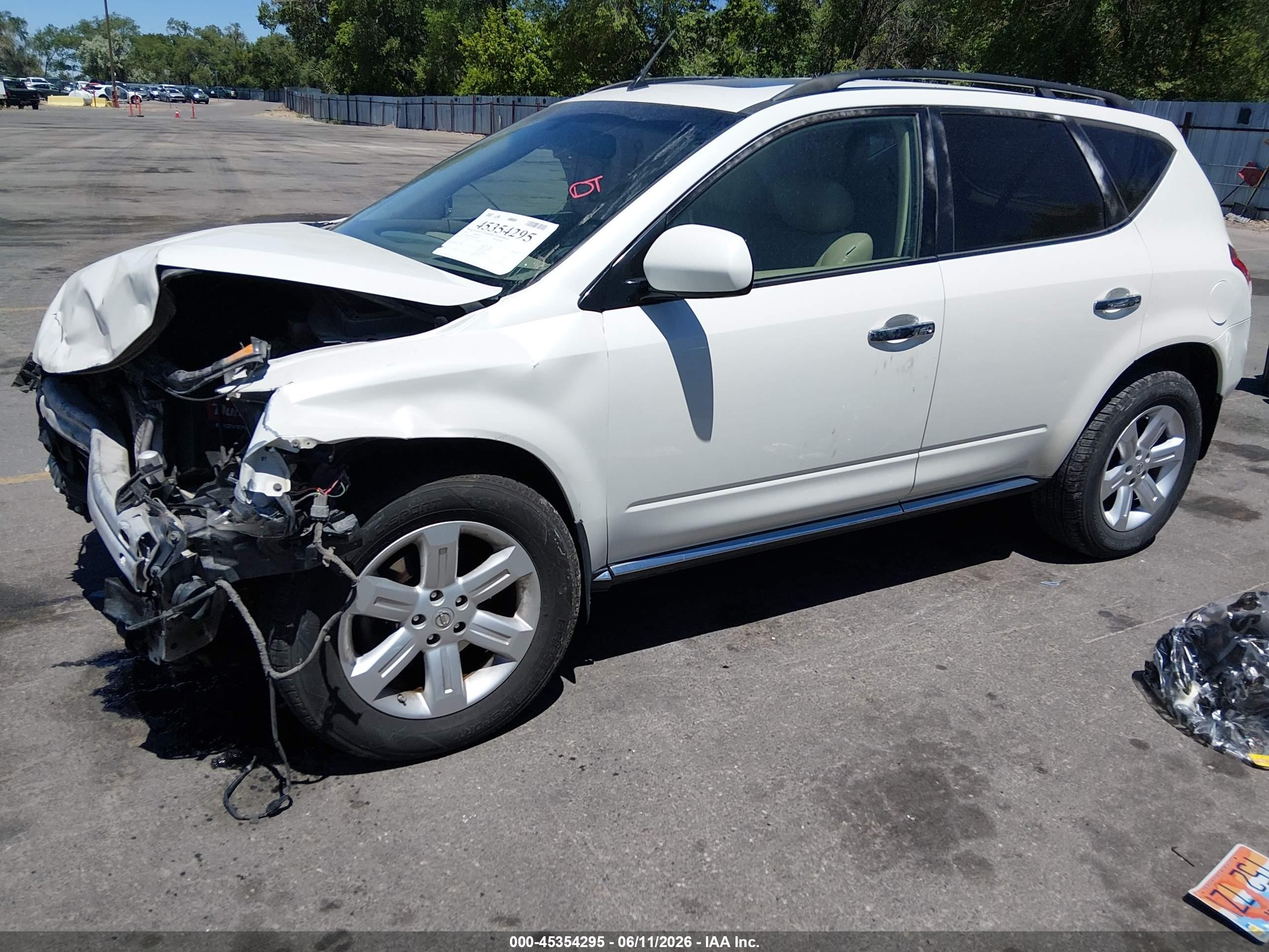 2007 Nissan Murano VIN JN8AZ08W97W646538 IAAI salvage auction — Front End, Salvage (Utah), sold $275 on 2026-07-09 (photo 2)