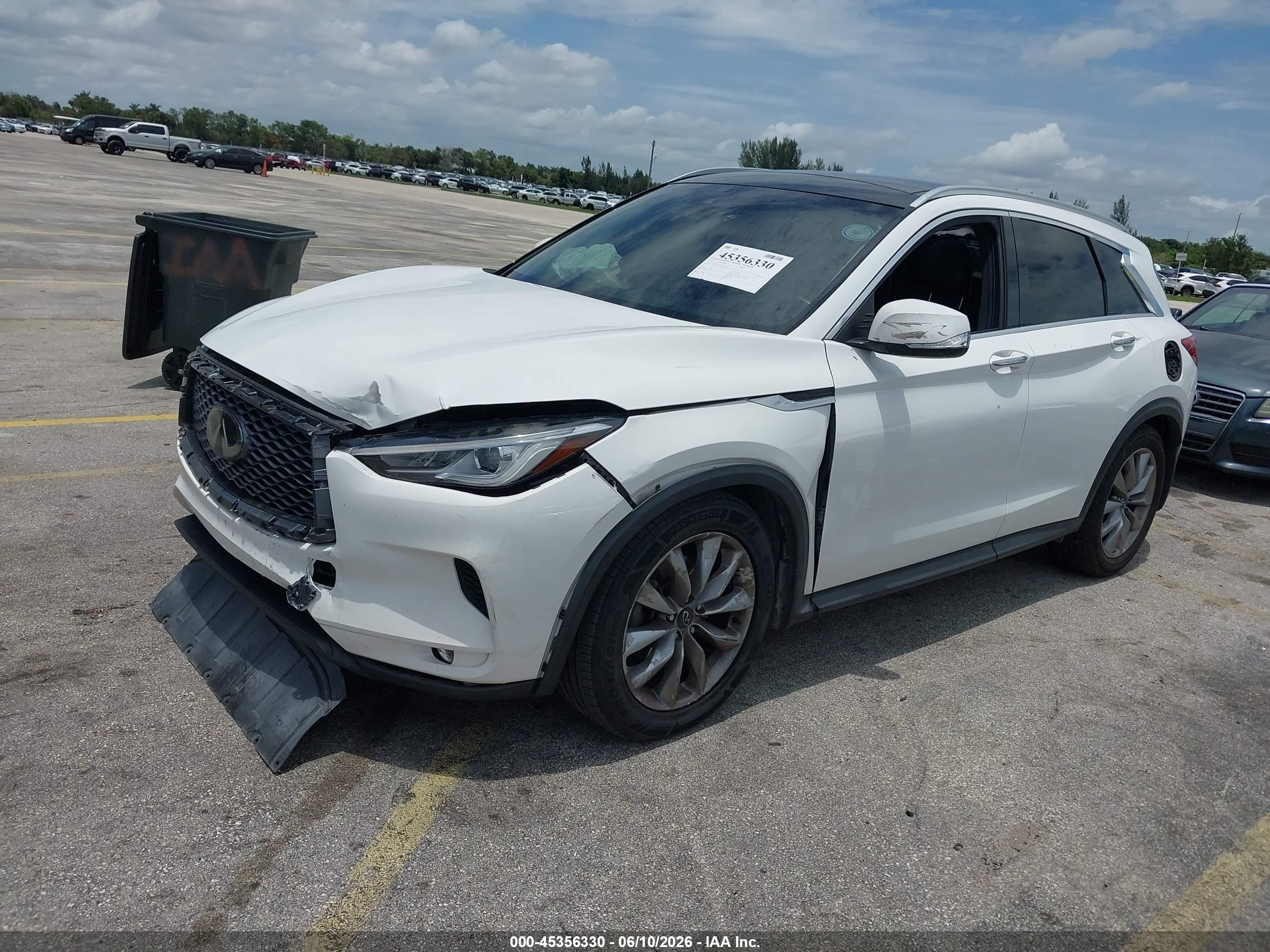 2020 Infiniti Qx50 VIN 3PCAJ5M19LF111766 IAAI salvage auction — Front End, Certificate Of Destruction (Florida), sold $2,350 on 2026-09-05 (photo 2)
