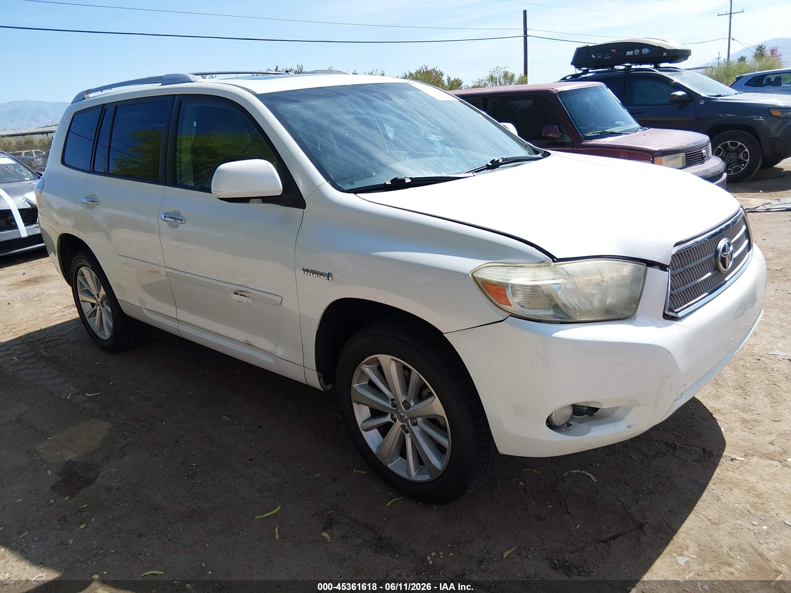 2009 Toyota Highlander Hybrid VIN JTEEW44A992031713 IAAI salvage auction — Rear End, Salvage (Arizona), sold $1,250 on 2026-07-09 (photo 1)