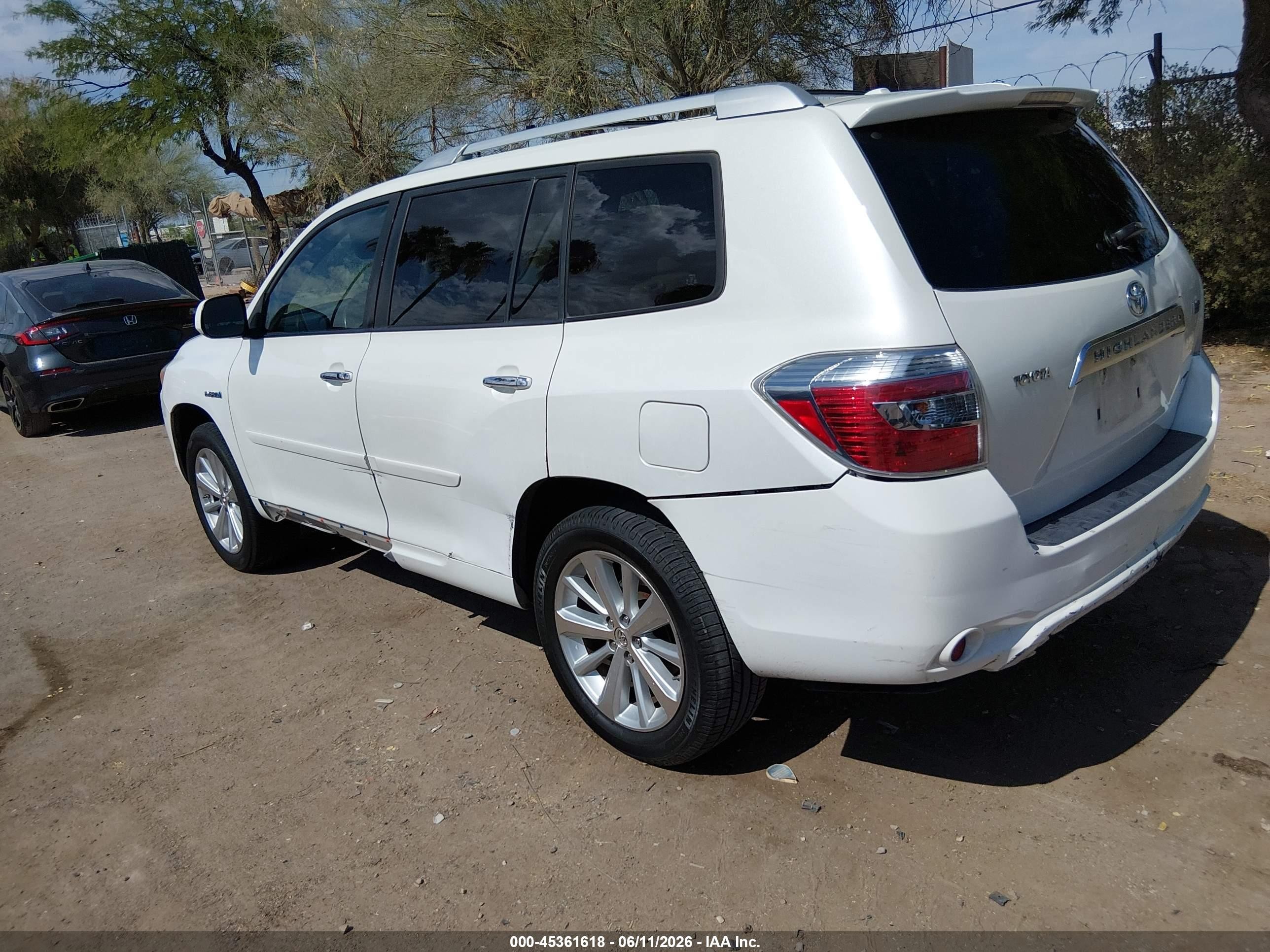 2009 Toyota Highlander Hybrid VIN JTEEW44A992031713 IAAI salvage auction — Rear End, Salvage (Arizona), sold $1,250 on 2026-07-09 (photo 3)