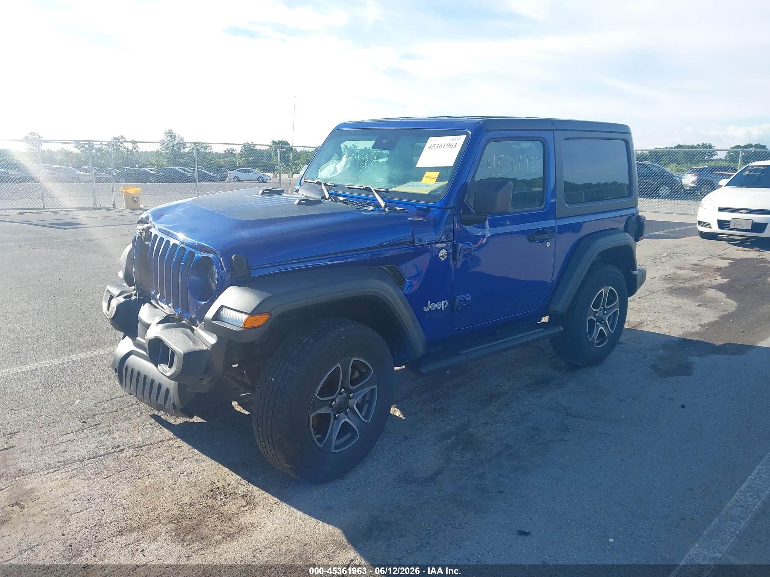 2020 Jeep Wrangler VIN 1C4GJXAN6LW246955 IAAI salvage auction — Front End, Salvage (Indiana), sold $5,800 on 2026-07-11 (photo 2)