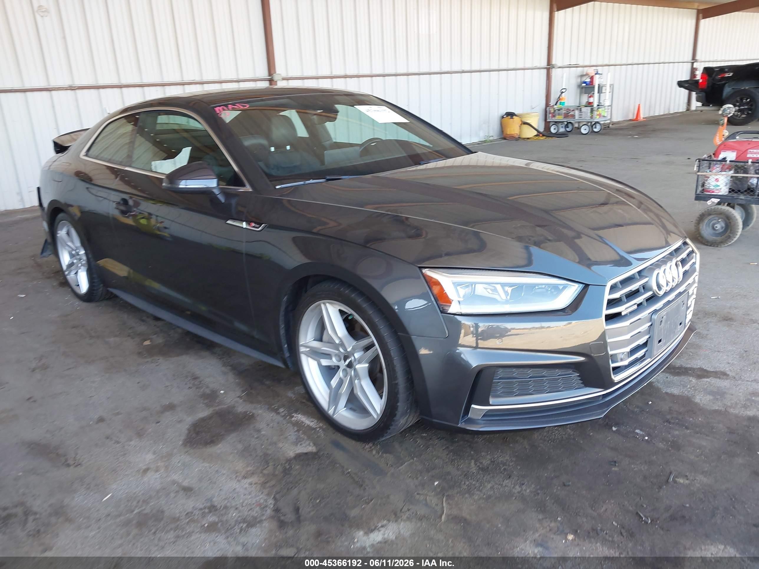 2018 Audi A5 VIN WAUTNAF54JA004066 IAAI salvage auction — Rear End, Salvage (California), sold $6,150 on 2026-07-09 (photo 1)