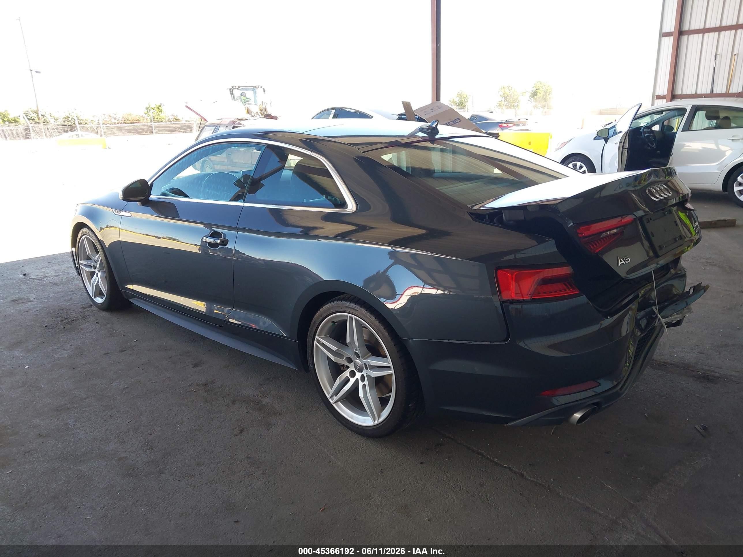2018 Audi A5 VIN WAUTNAF54JA004066 IAAI salvage auction — Rear End, Salvage (California), sold $6,150 on 2026-07-09 (photo 3)