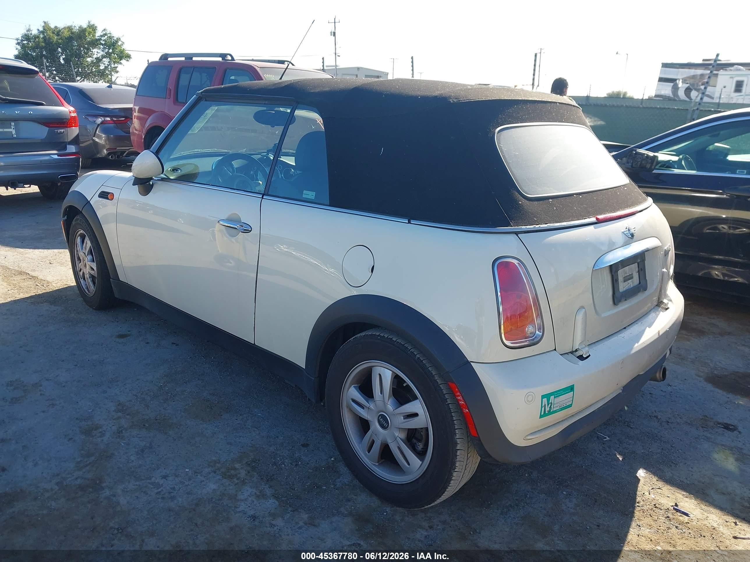 2008 Mini Cooper VIN WMWRF33568TG19159 IAAI salvage auction — Normal Wear, App For Dup Clear (California), sold $350 on 2026-07-09 (photo 3)