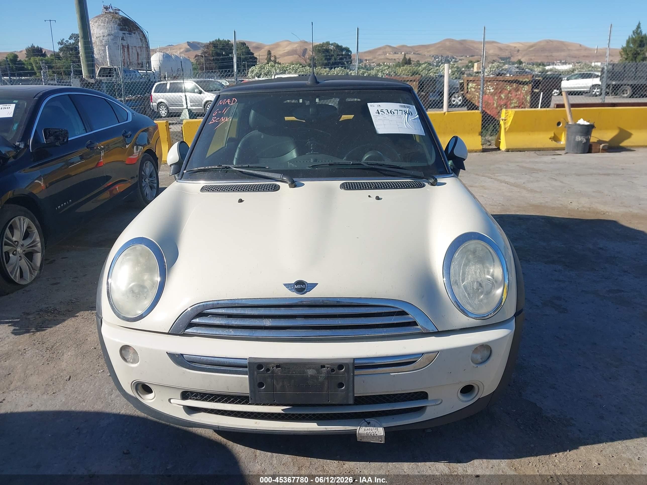 2008 Mini Cooper VIN WMWRF33568TG19159 IAAI salvage auction — Normal Wear, App For Dup Clear (California), sold $350 on 2026-07-09 (photo 6)