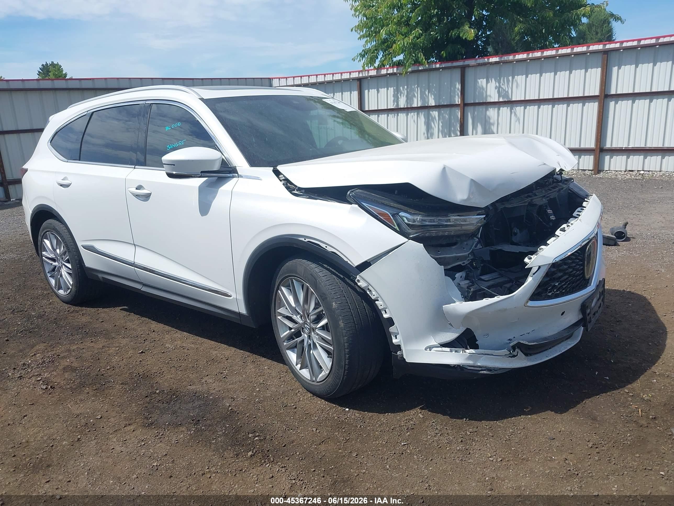 2023 Acura MDX VIN 5J8YE1H83PL024789 — IAAI salvage auction photo