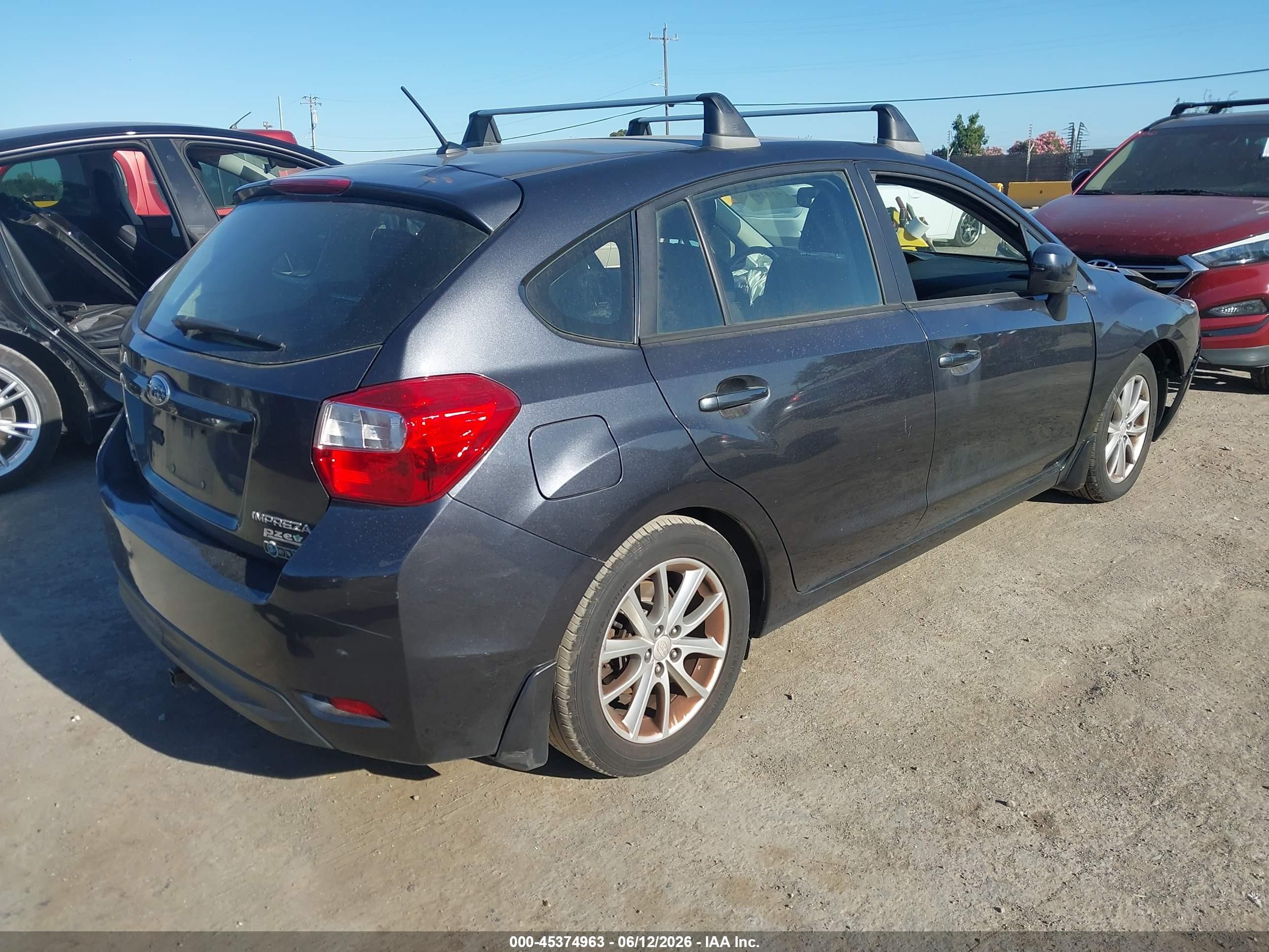 2013 Subaru Impreza VIN JF1GPAC64DH821082 IAAI salvage auction — Normal Wear, Salvage (California), sold $600 on 2026-07-09 (photo 4)