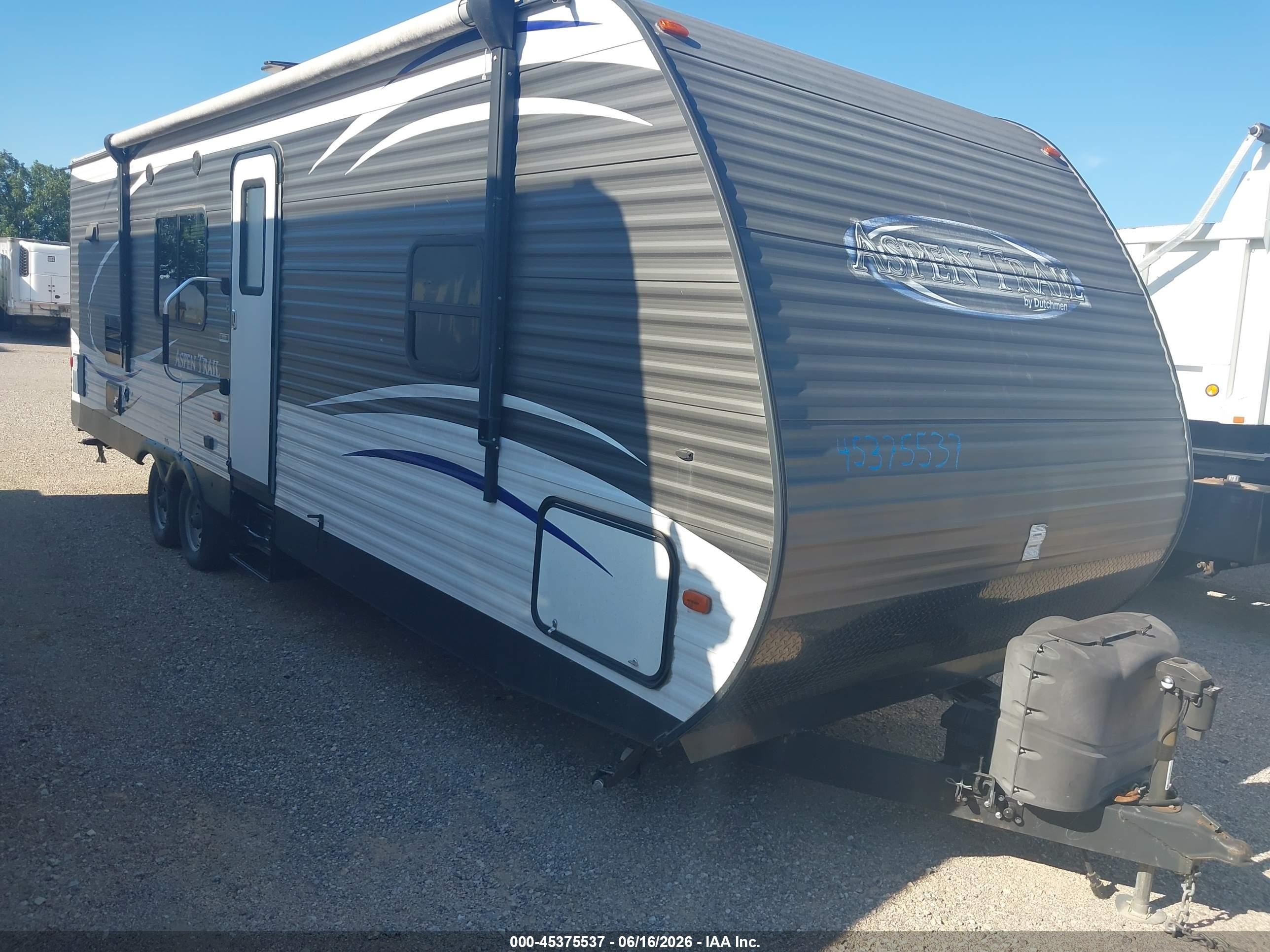 2017 Dutchmen Aspen VIN 4YDT28722HH921966 IAAI salvage auction — Unknown, Clear (Oklahoma), sold $2,500 on 2026-10-07 (photo 1)