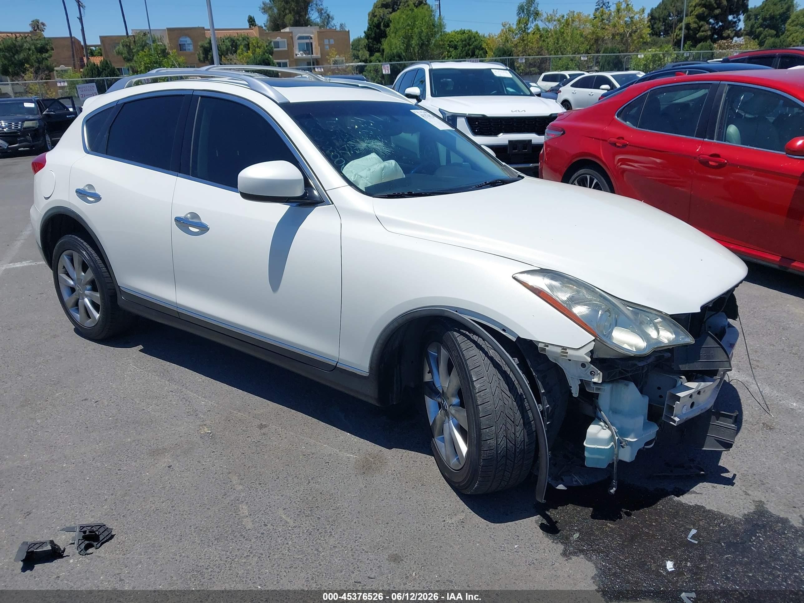 2008 Infiniti EX35 VIN JNKAJ09E38M306662 IAAI salvage auction — Front End, Salvage (California), sold $475 on 2026-07-09 (photo 1)