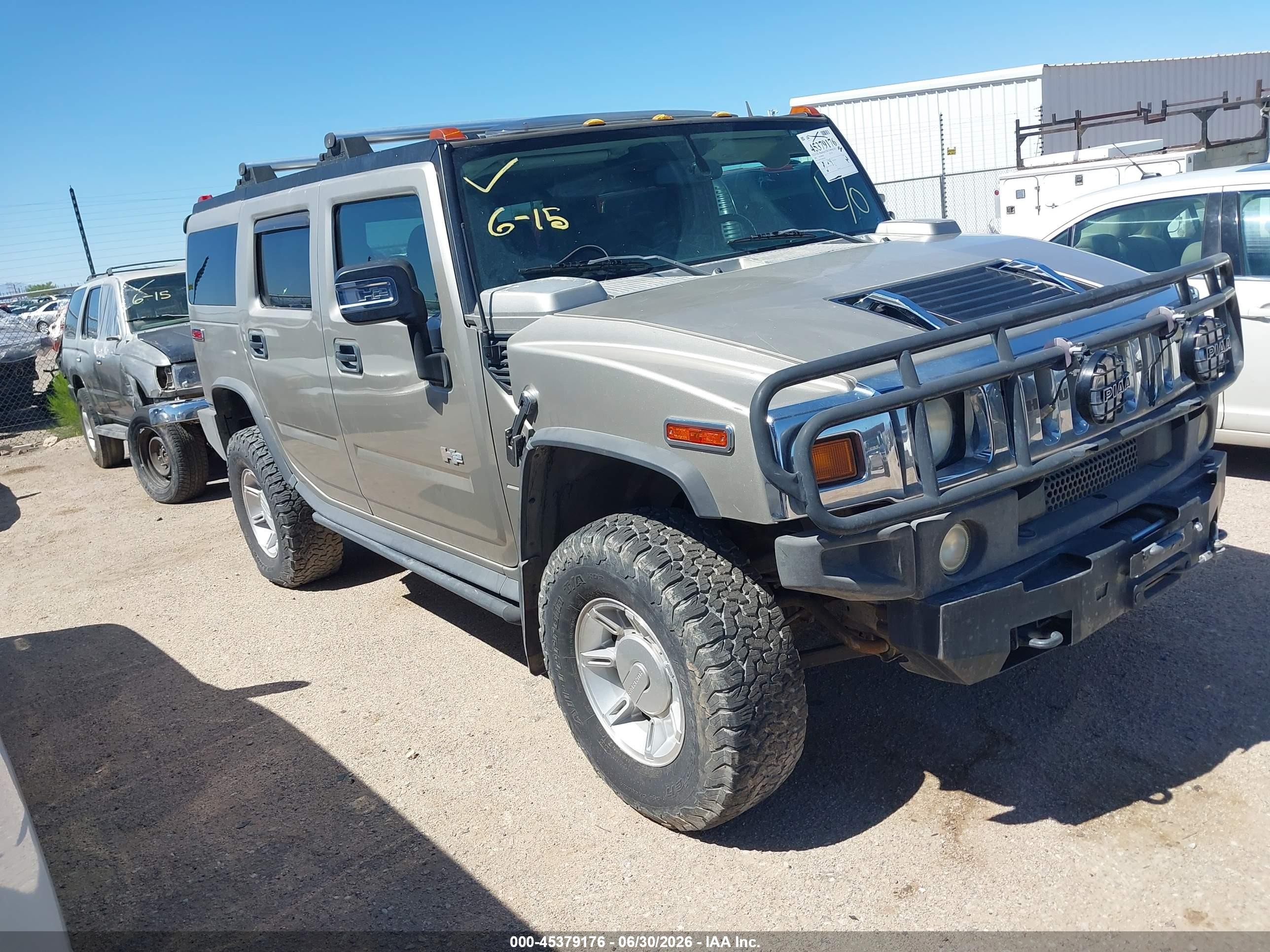 2006 Hummer H2 VIN 5GRGN23U56H110450 IAAI salvage auction — Front End, Clear (Arizona), sold $3,125 on 2026-07-09 (photo 1)