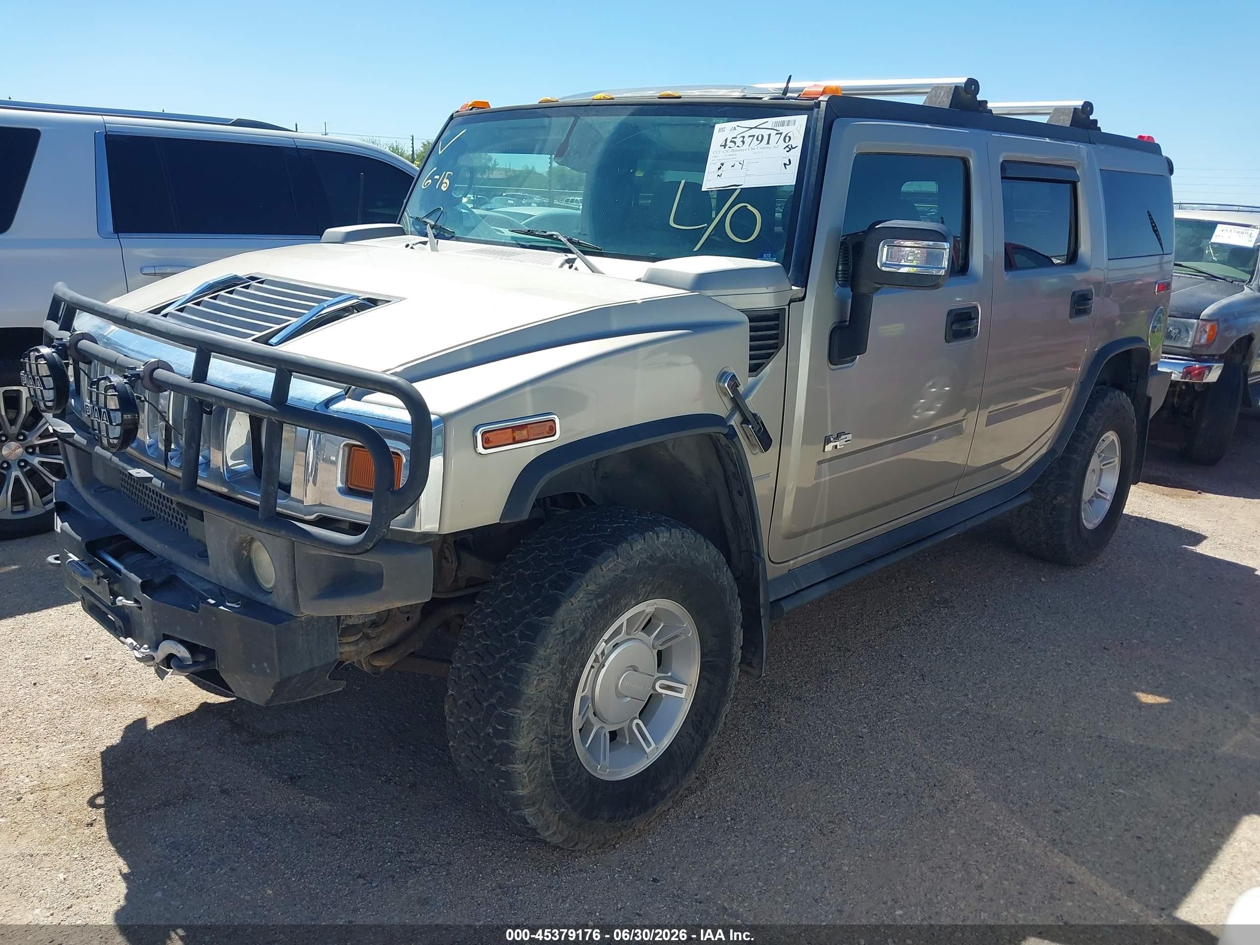 2006 Hummer H2 VIN 5GRGN23U56H110450 IAAI salvage auction — Front End, Clear (Arizona), sold $3,125 on 2026-07-09 (photo 2)