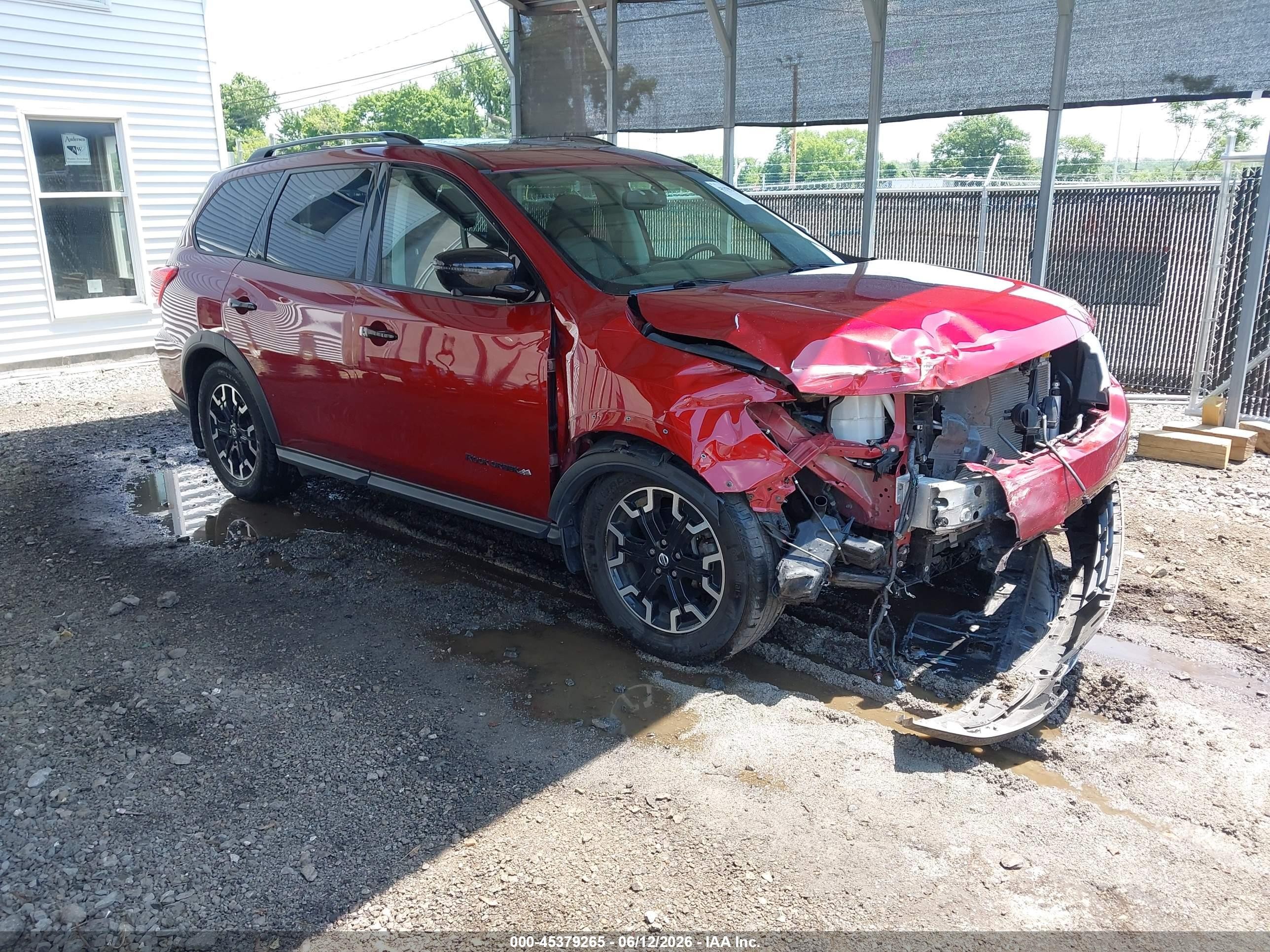 2019 Nissan Pathfinder VIN 5N1DR2MM8KC633519 IAAI salvage auction — Front End, Salvage (Pennsylvania), sold $4,625 on 2026-07-12 (photo 1)