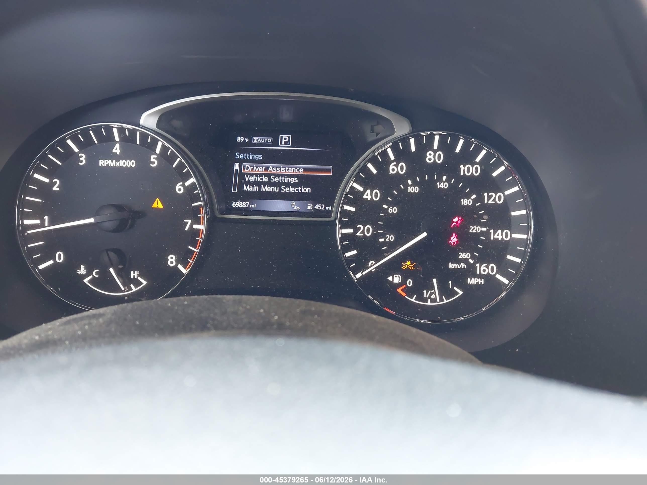 2019 Nissan Pathfinder VIN 5N1DR2MM8KC633519 IAAI salvage auction — Front End, Salvage (Pennsylvania), sold $4,625 on 2026-07-12 (photo 7)