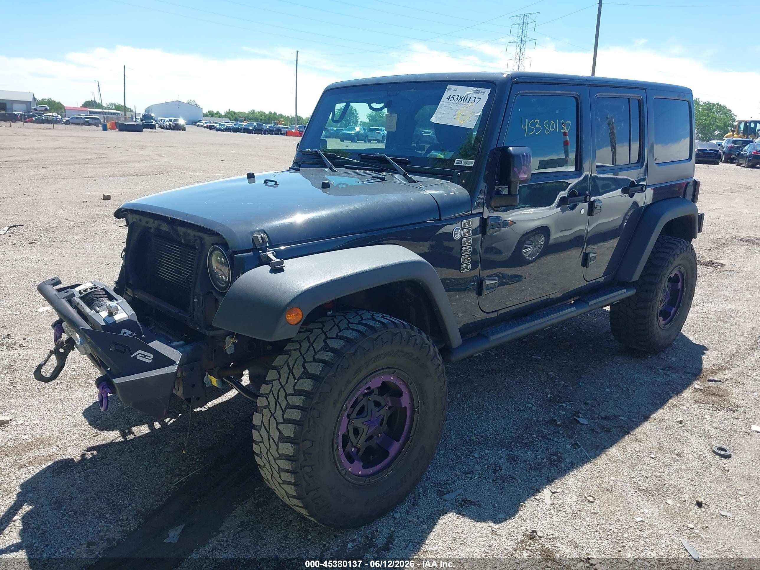 2016 Jeep Wrangler Unlimited VIN 1C4BJWDG9GL314724 IAAI salvage auction — Unknown, Clear (Indiana), sold $3,500 on 2026-07-04 (photo 2)