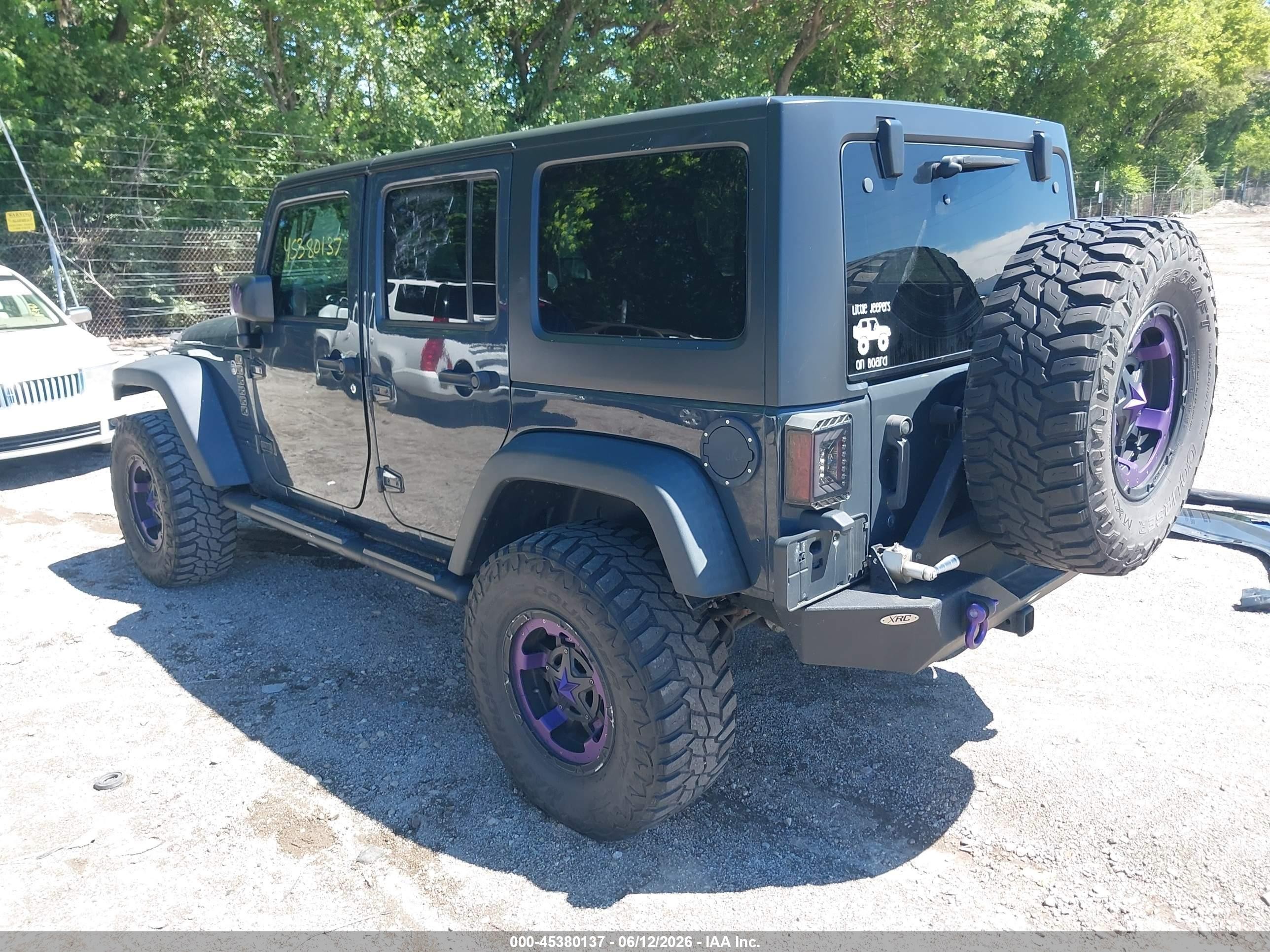 2016 Jeep Wrangler Unlimited VIN 1C4BJWDG9GL314724 IAAI salvage auction — Unknown, Clear (Indiana), sold $3,500 on 2026-07-04 (photo 3)