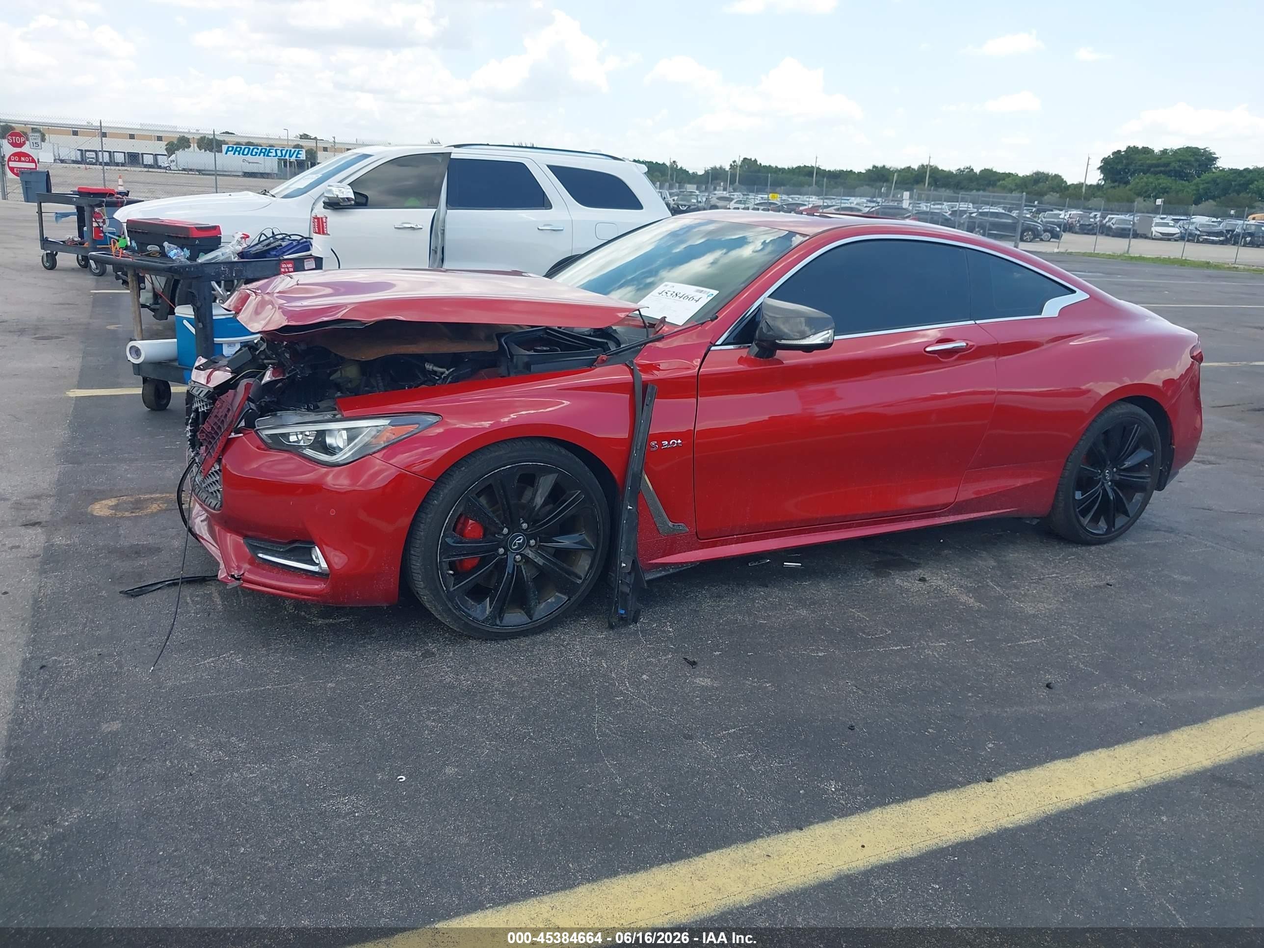 2018 Infiniti Q60 VIN JN1FV7EL2JM631093 IAAI salvage auction — Front End, Rebuildable (Florida), sold $4,500 on 2026-09-11 (photo 2)