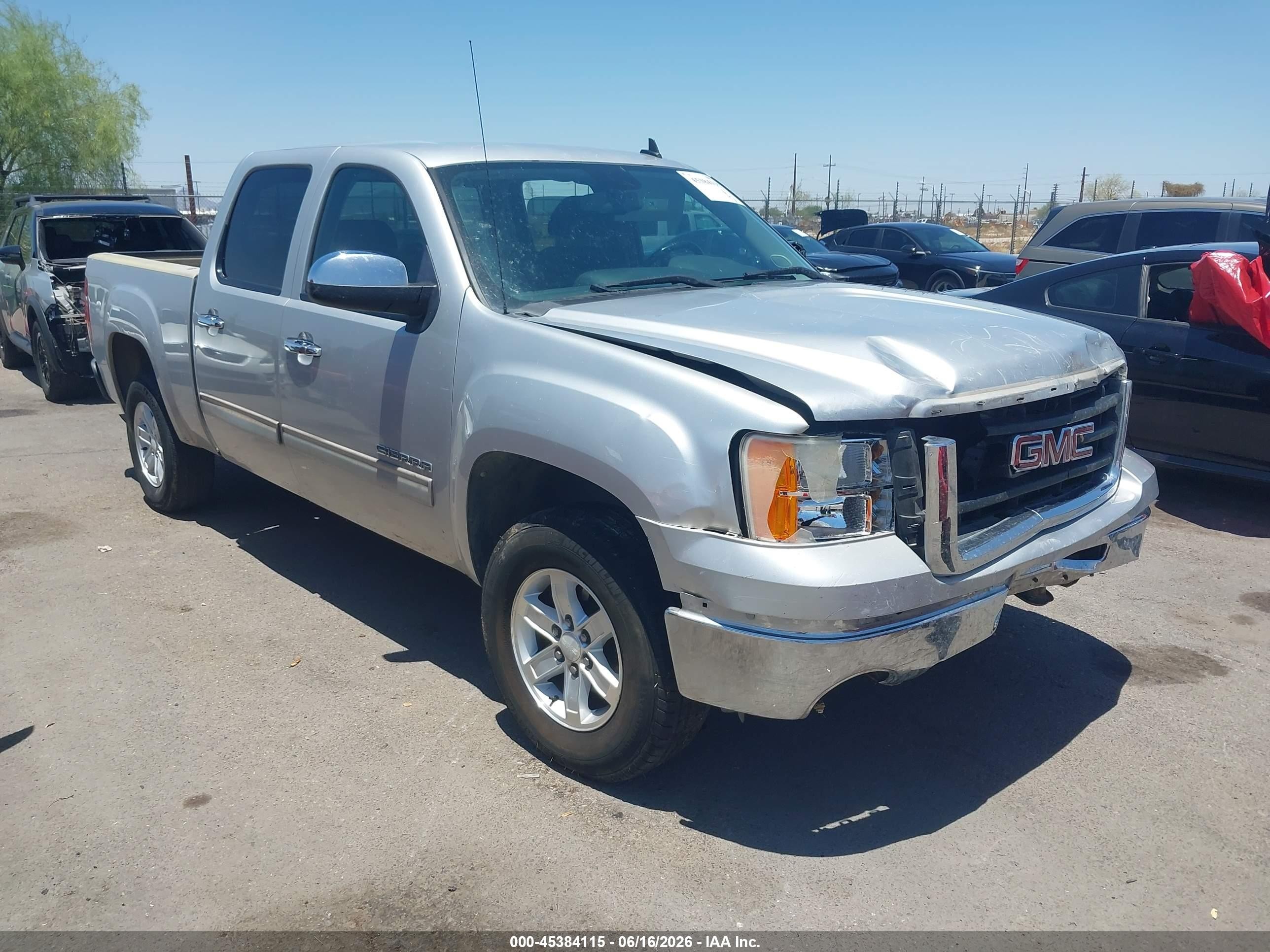 2011 GMC Sierra 1500 VIN 3GTP1VE06BG302943 IAAI salvage auction — Front End, Salvage (Arizona), sold $1,550 on 2026-07-04 (photo 1)