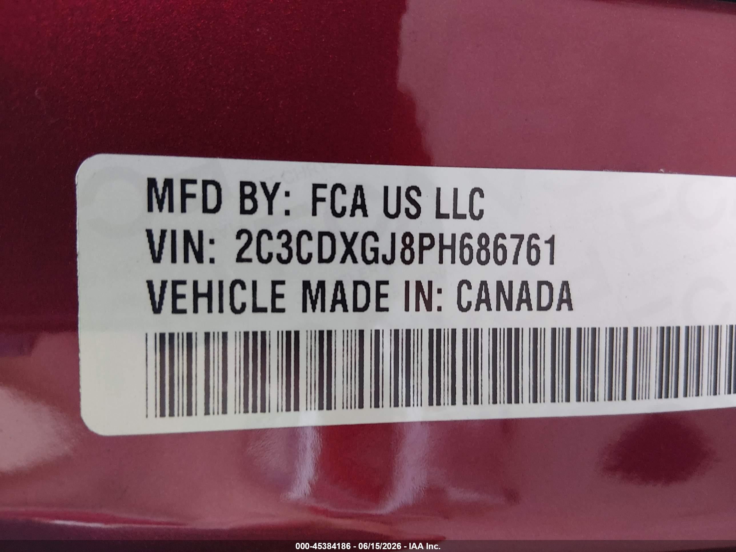 2023 Dodge Charger VIN 2C3CDXGJ8PH686761 IAAI salvage auction — Rear End, Rebuildable (Florida), sold $22,100 on 2026-10-06 (photo 9)
