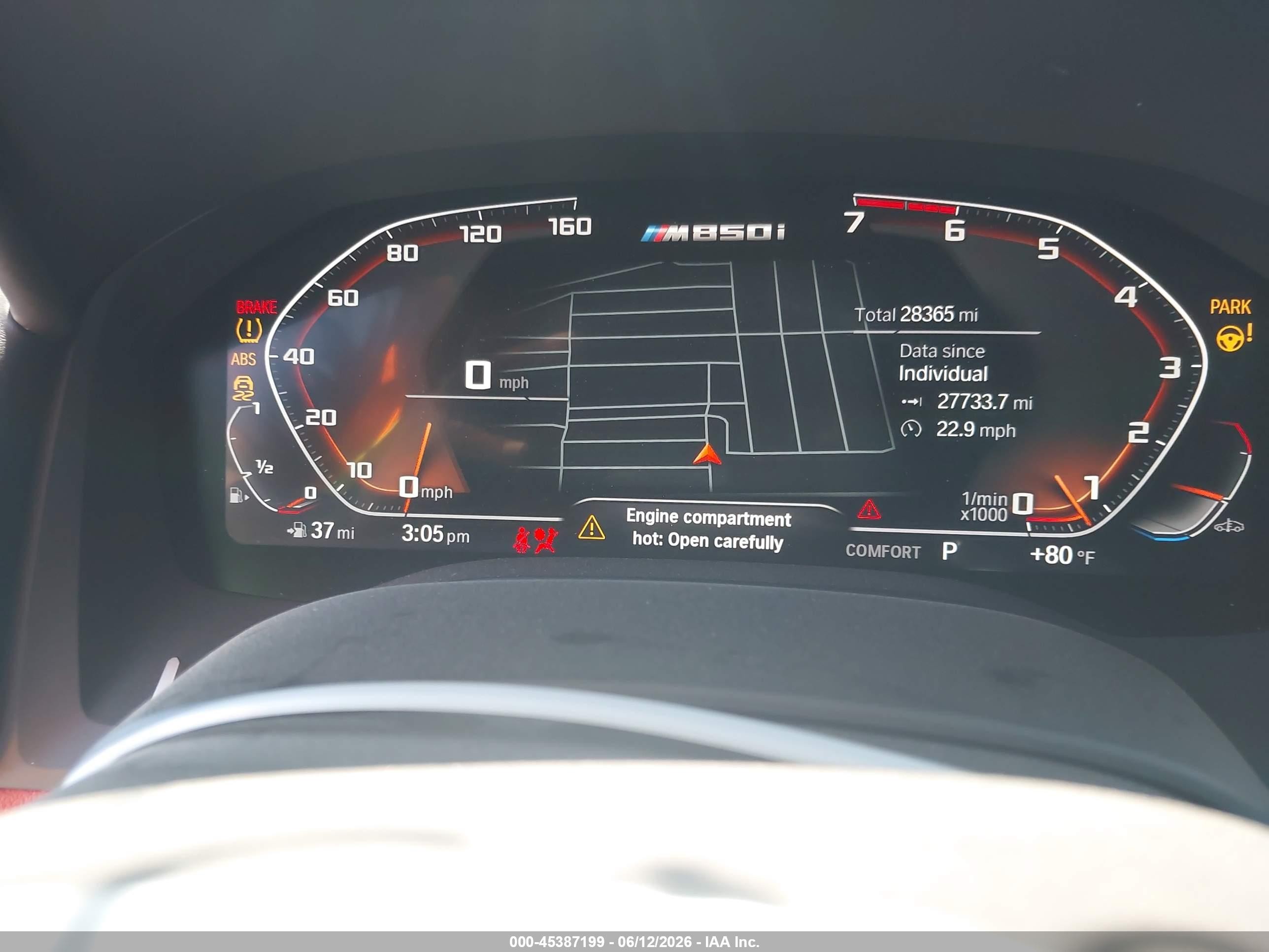 2022 BMW M850i xDrive VIN WBAFY4C05NCH75731 IAAI salvage auction — Front End, Salvage (California), sold $32,100 on 2026-07-02 (photo 7)