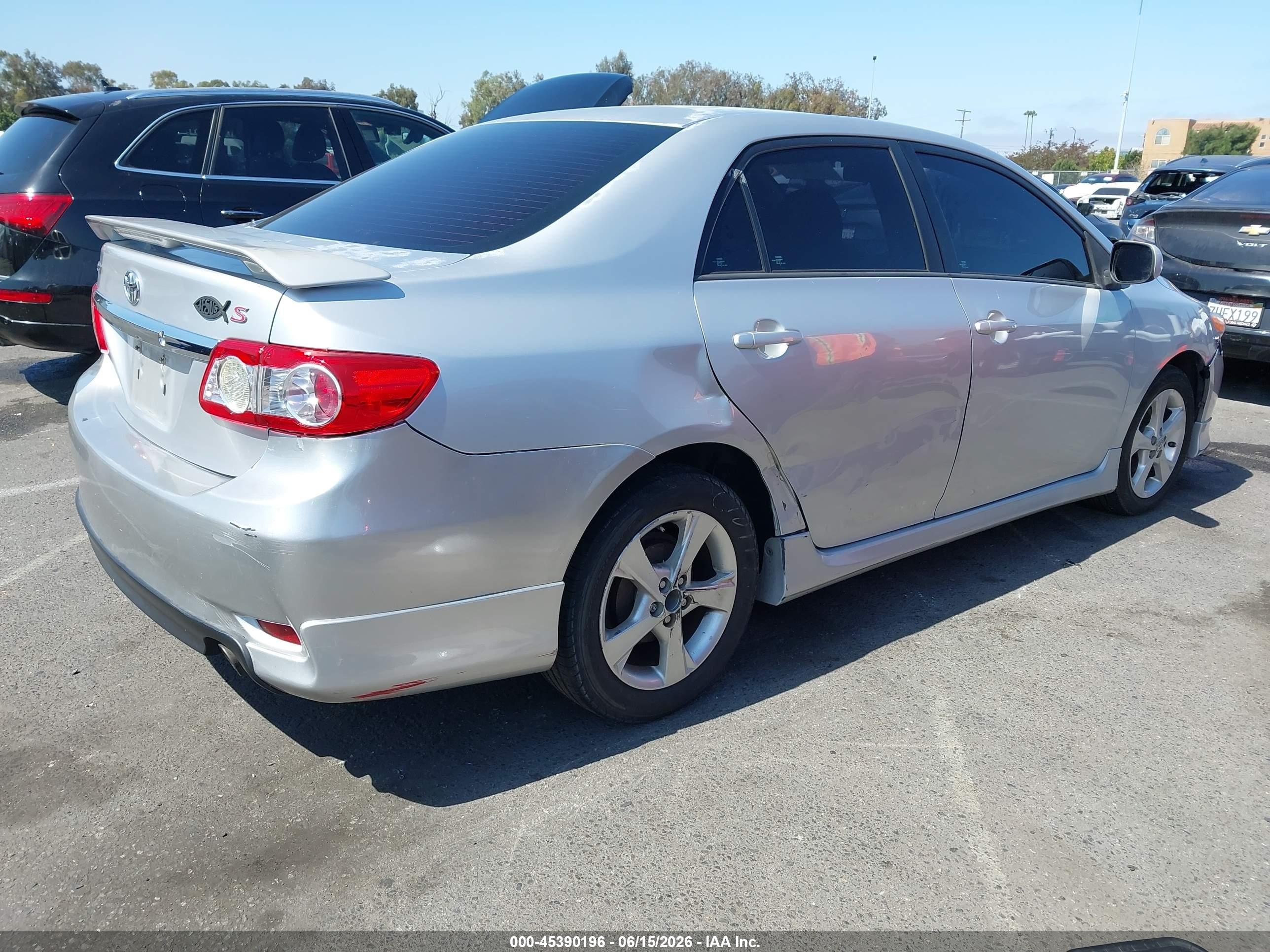 2012 Toyota Corolla VIN 5YFBU4EE0CP043840 IAAI salvage auction — Normal Wear, Salvage (California), sold $1,625 on 2026-07-02 (photo 4)