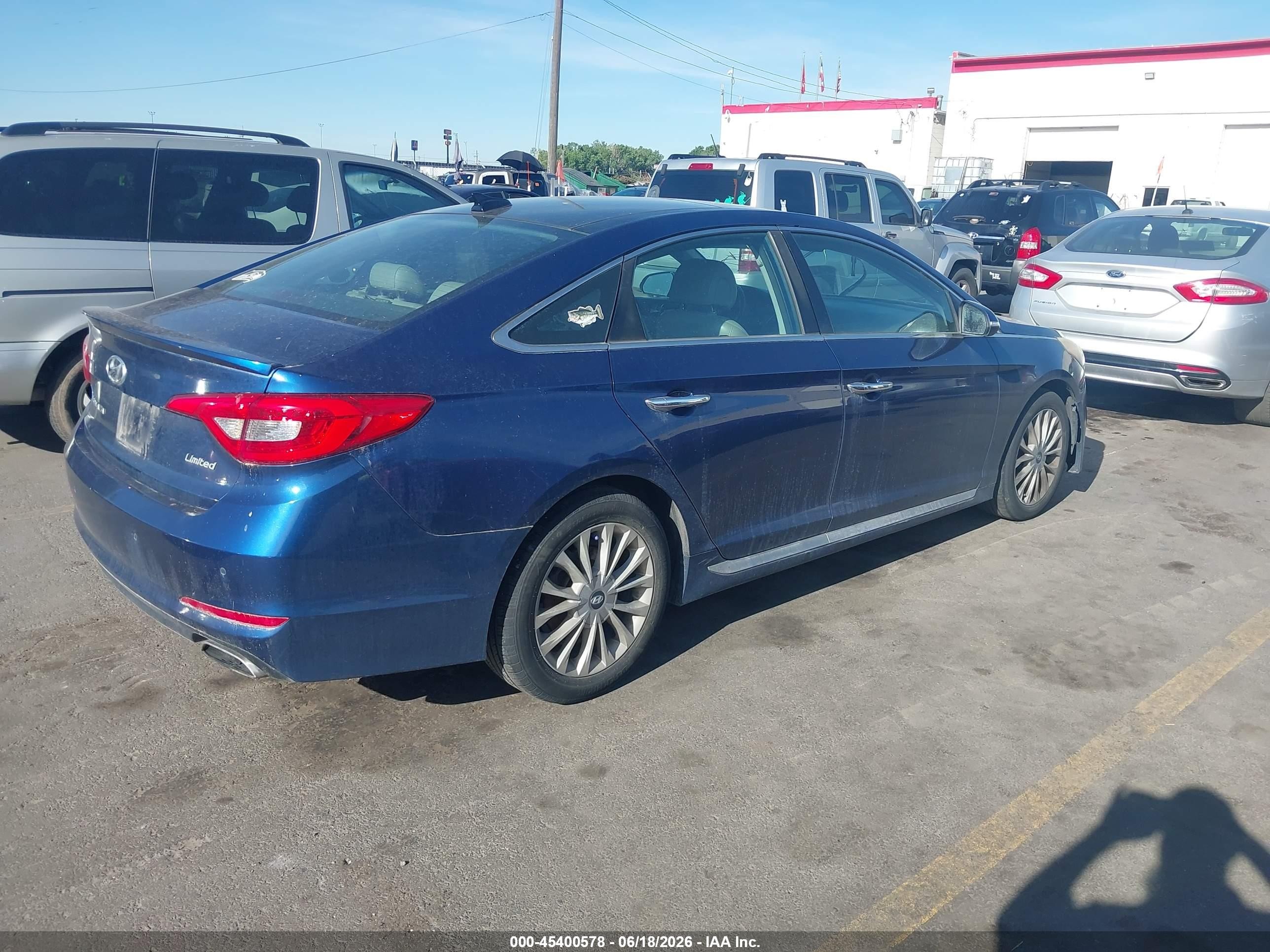 2015 Hyundai Sonata VIN 5NPE34AF1FH105780 IAAI salvage auction — Normal Wear, Clear (Idaho), sold $650 on 2026-07-09 (photo 4)