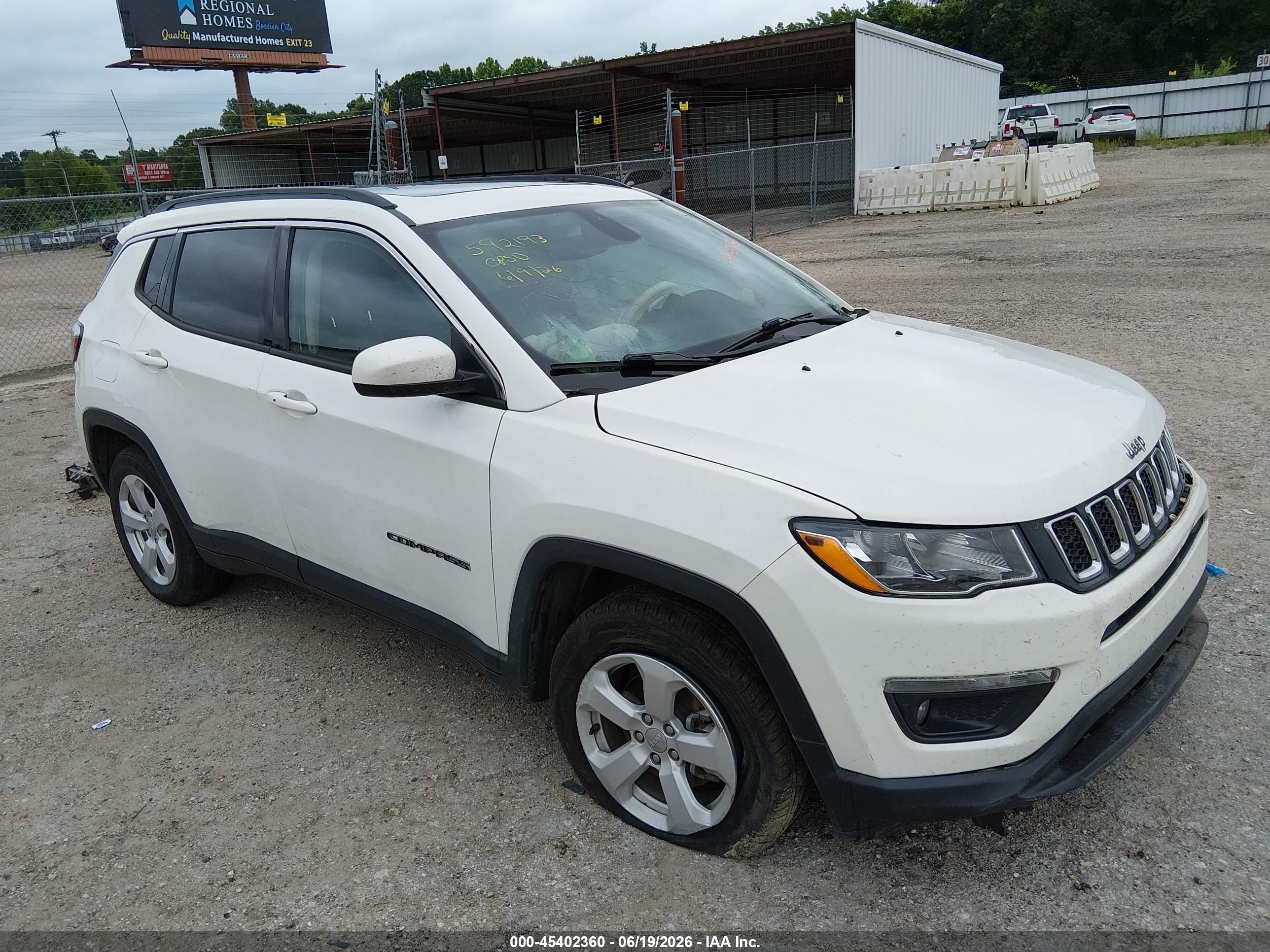 2021 Jeep Compass VIN 3C4NJCBB8MT592193 IAAI salvage auction — Side, Salvage (Louisiana), sold $1,200 on 2026-09-05 (photo 1)