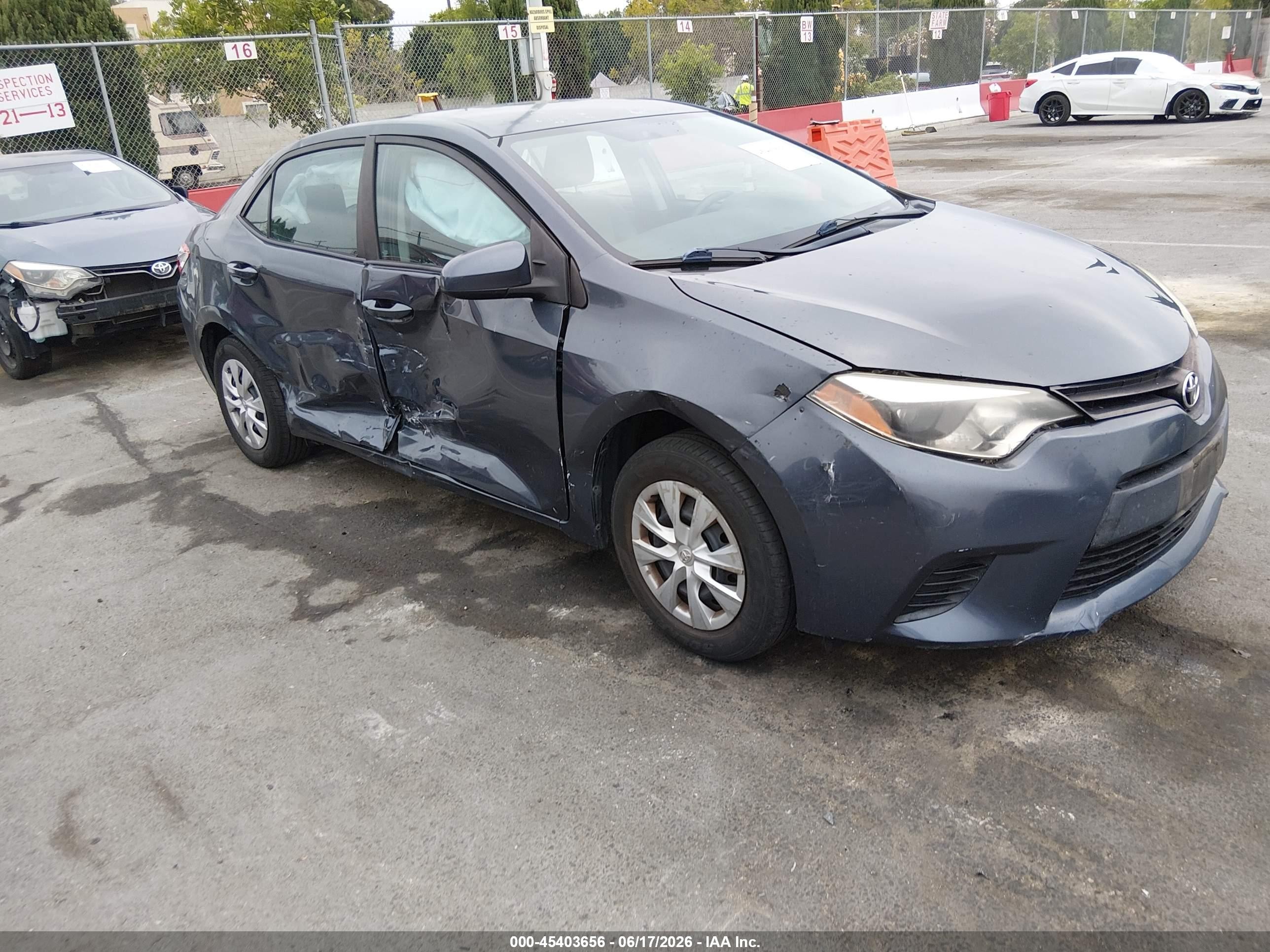 2016 Toyota Corolla VIN 5YFBURHE0GP546962 IAAI salvage auction — Side, Salvage (California), sold $2,925 on 2026-07-05 (photo 1)