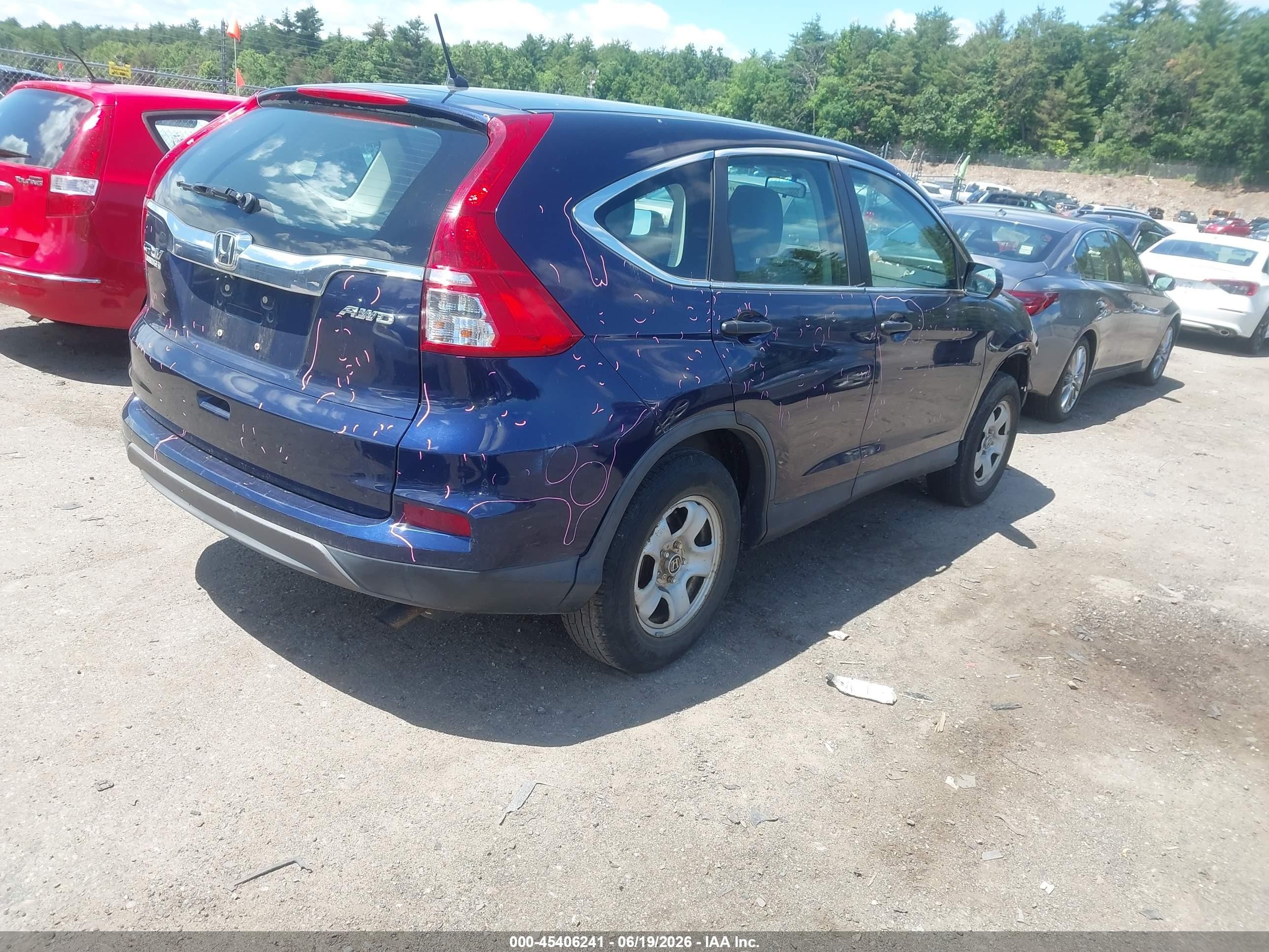 2015 Honda CR-V VIN 5J6RM4H32FL094580 IAAI salvage auction — Front End, Clear (Massachusetts), sold $3,200 on 2026-07-12 (photo 4)