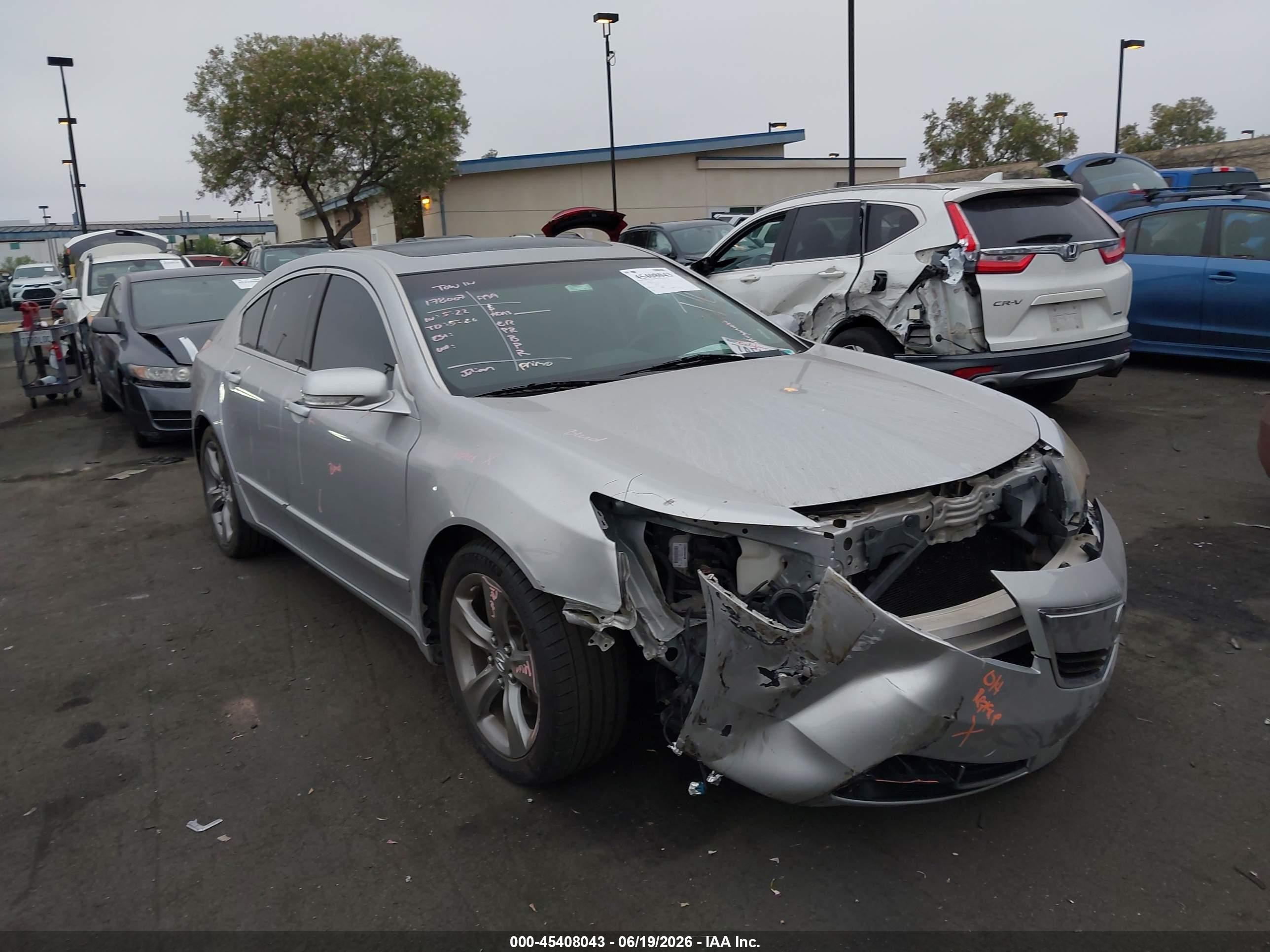 2013 Acura TL VIN 19UUA9E54DA004545 IAAI salvage auction — Front End, Salvage Certificate (California), sold $2,250 on 2026-07-12 (photo 6)