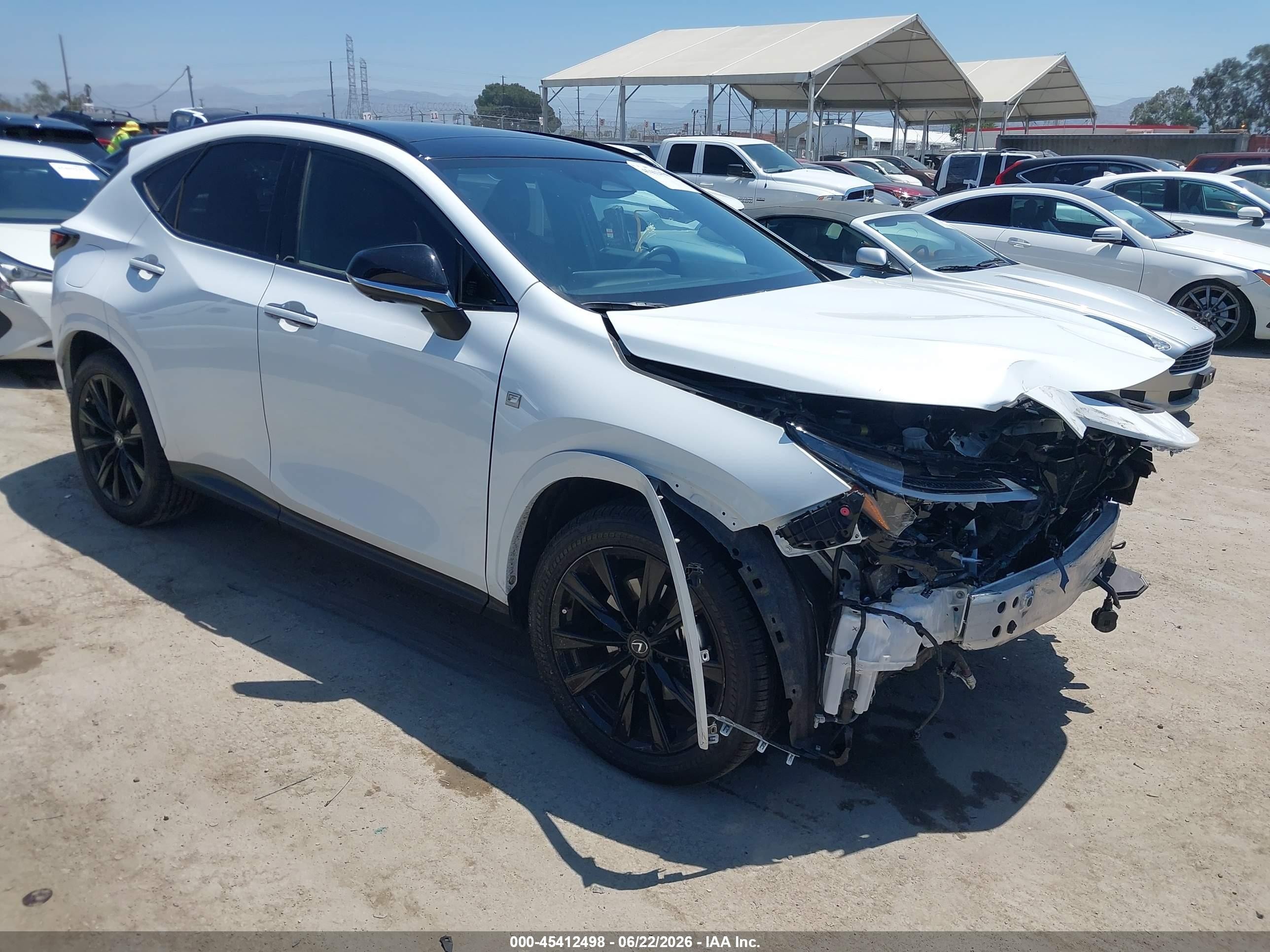 2025 Lexus NX 450h+ VIN JTJKKCFZ4S2056649 IAAI salvage auction — Front End, Salvage (California), sold $22,600 on 2026-08-23 (photo 1)