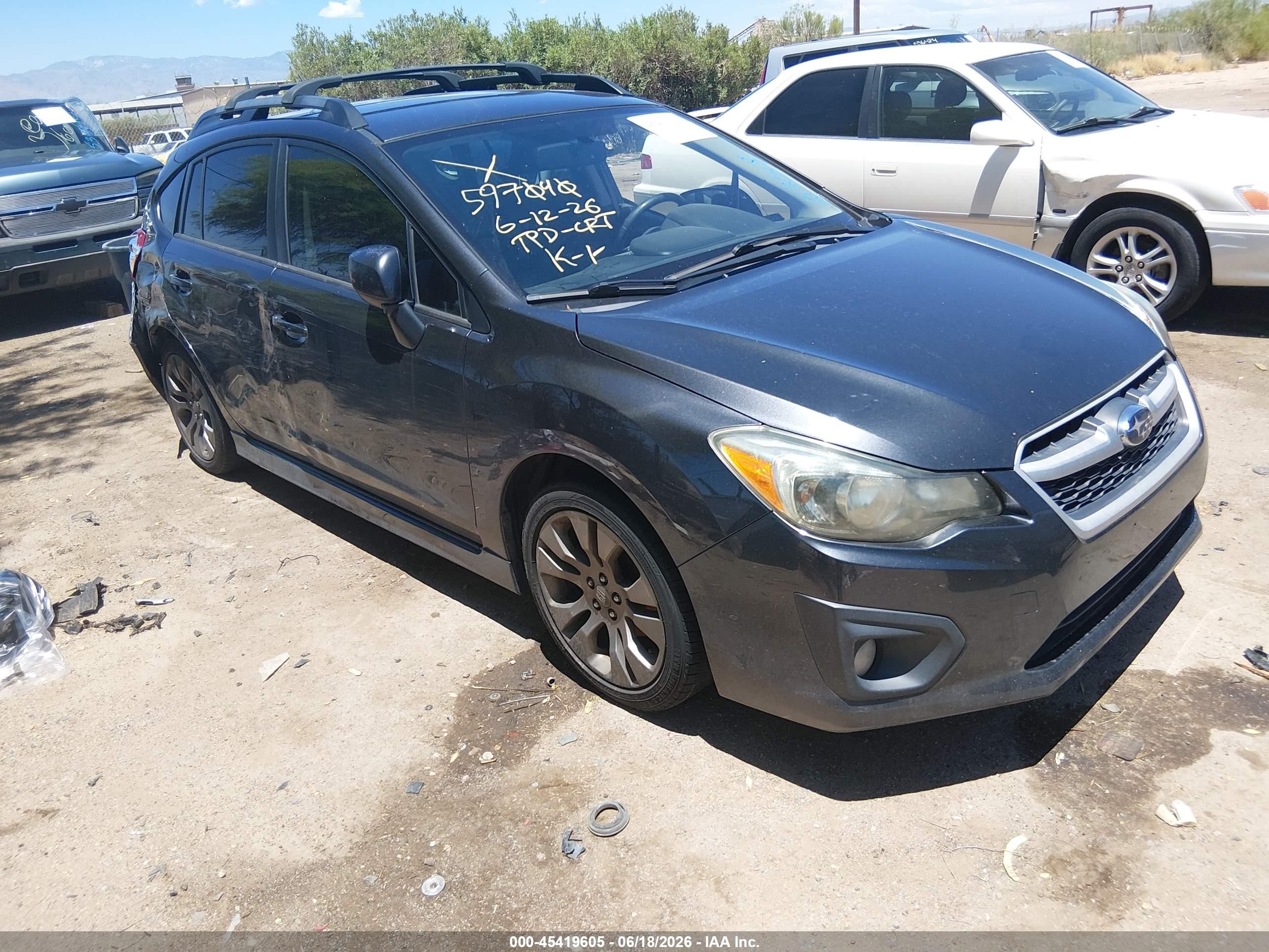 2014 Subaru Impreza VIN JF1GPAL66E8217518 IAAI salvage auction — Side, Salvage (Arizona), sold $550 on 2026-07-09 (photo 1)