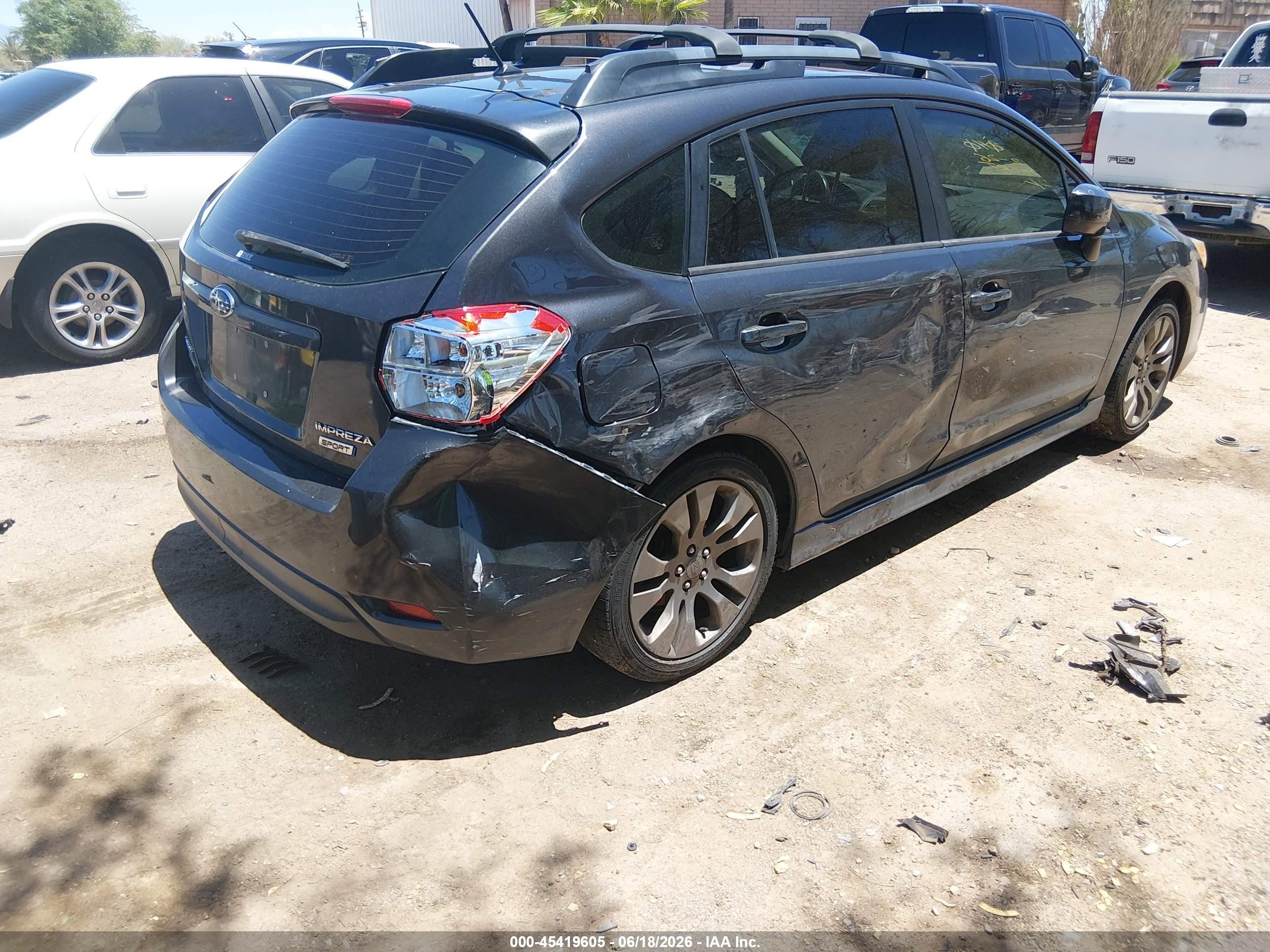 2014 Subaru Impreza VIN JF1GPAL66E8217518 IAAI salvage auction — Side, Salvage (Arizona), sold $550 on 2026-07-09 (photo 4)