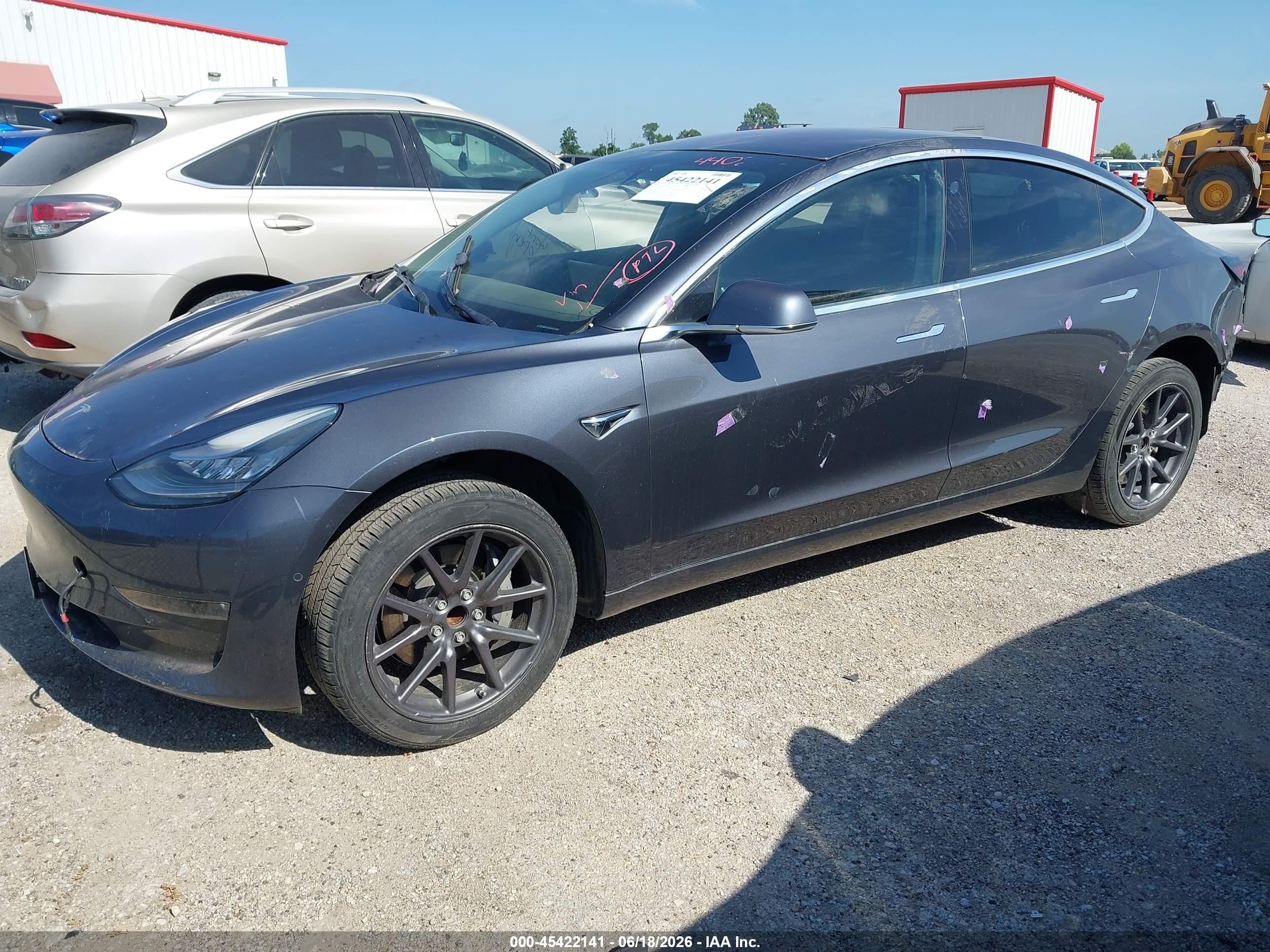 2019 Tesla Model 3 VIN 5YJ3E1EA8KF308141 IAAI salvage auction — Side, Original (Texas), sold $2,625 on 2026-06-30 (photo 2)