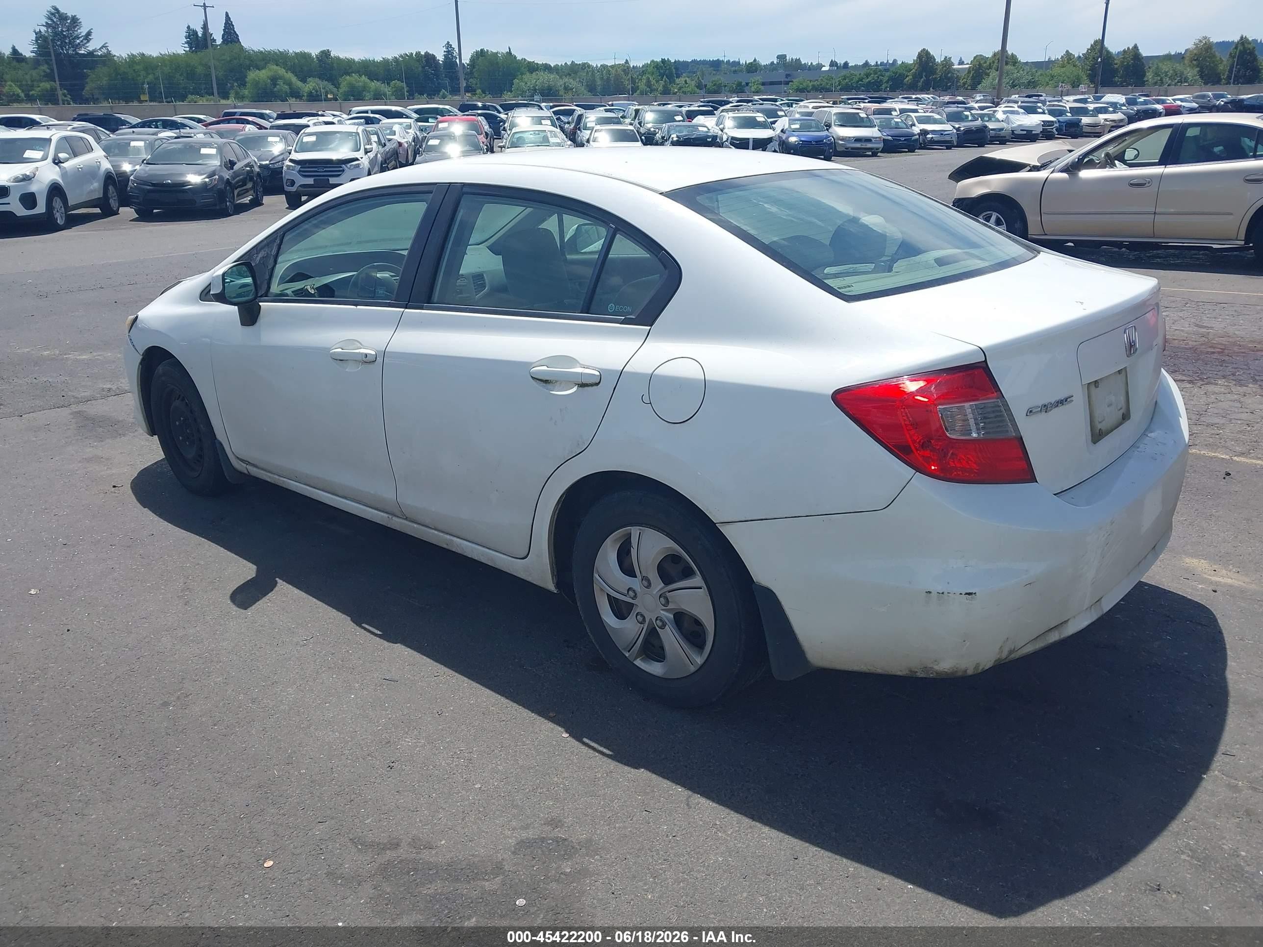 2012 Honda Civic VIN 19XFB2F5XCE330775 IAAI salvage auction — Normal Wear, Clear-Dealer Only (Montana), sold $175 on 2026-07-09 (photo 3)