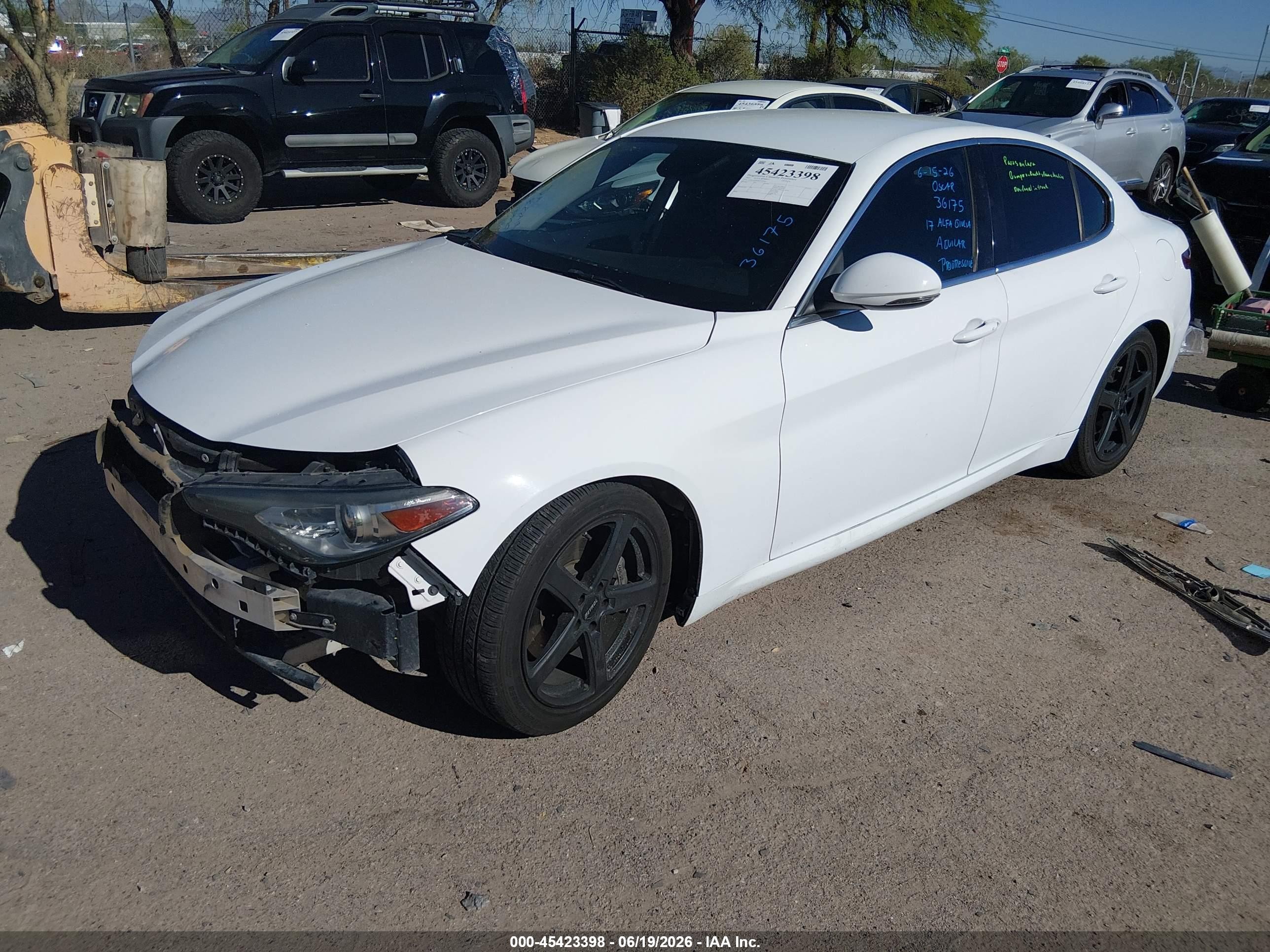 2017 Alfa romeo Giulia VIN ZARFAEBN6H7553869 IAAI salvage auction — Front End, Salvage (Arizona), sold $2,800 on 2026-09-06 (photo 2)