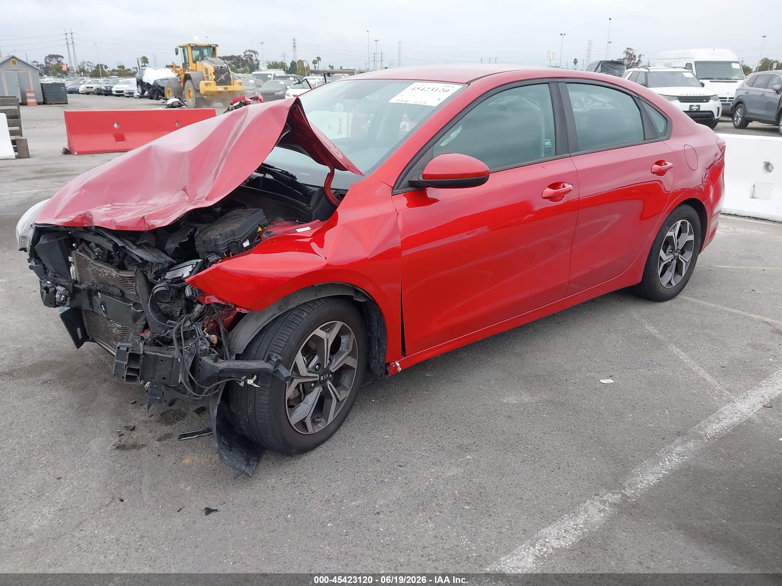 2019 Kia Forte VIN 3KPF24AD4KE109312 IAAI salvage auction — Front End, Salvage (California), sold $1,800 on 2026-07-06 (photo 2)