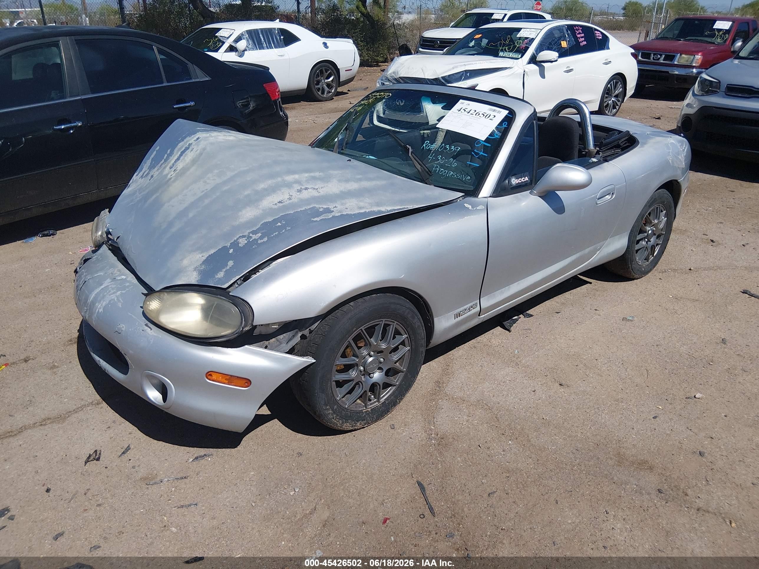 2000 Mazda MX-5 Miata VIN JM1NB3538Y0149661 IAAI salvage auction — Front End, Salvage (Arizona), sold $525 on 2026-07-03 (photo 2)