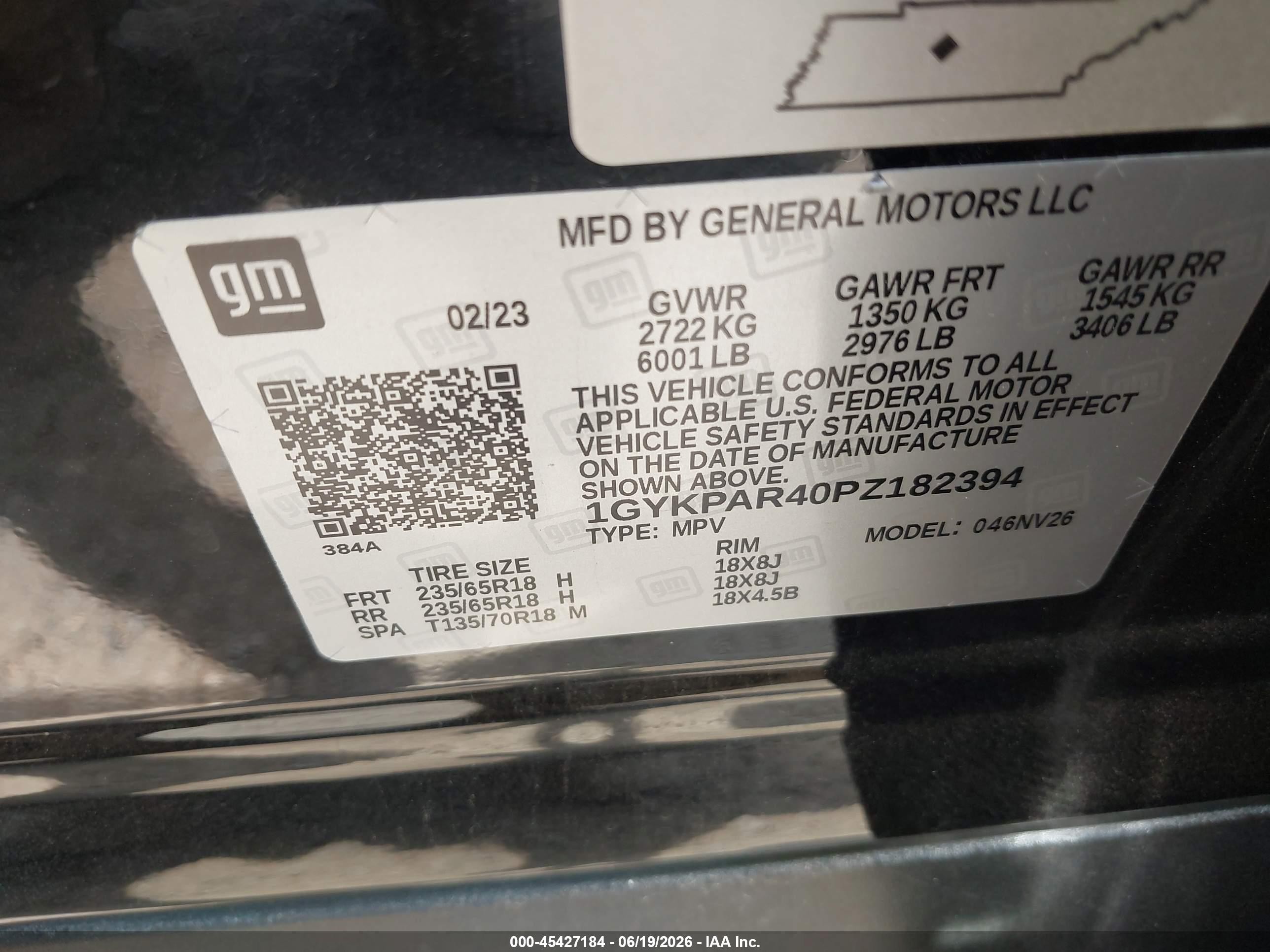 2023 Cadillac XT6 VIN 1GYKPAR40PZ182394 IAAI salvage auction — Front End, Original (Texas), sold $14,600 on 2026-09-13 (photo 9)