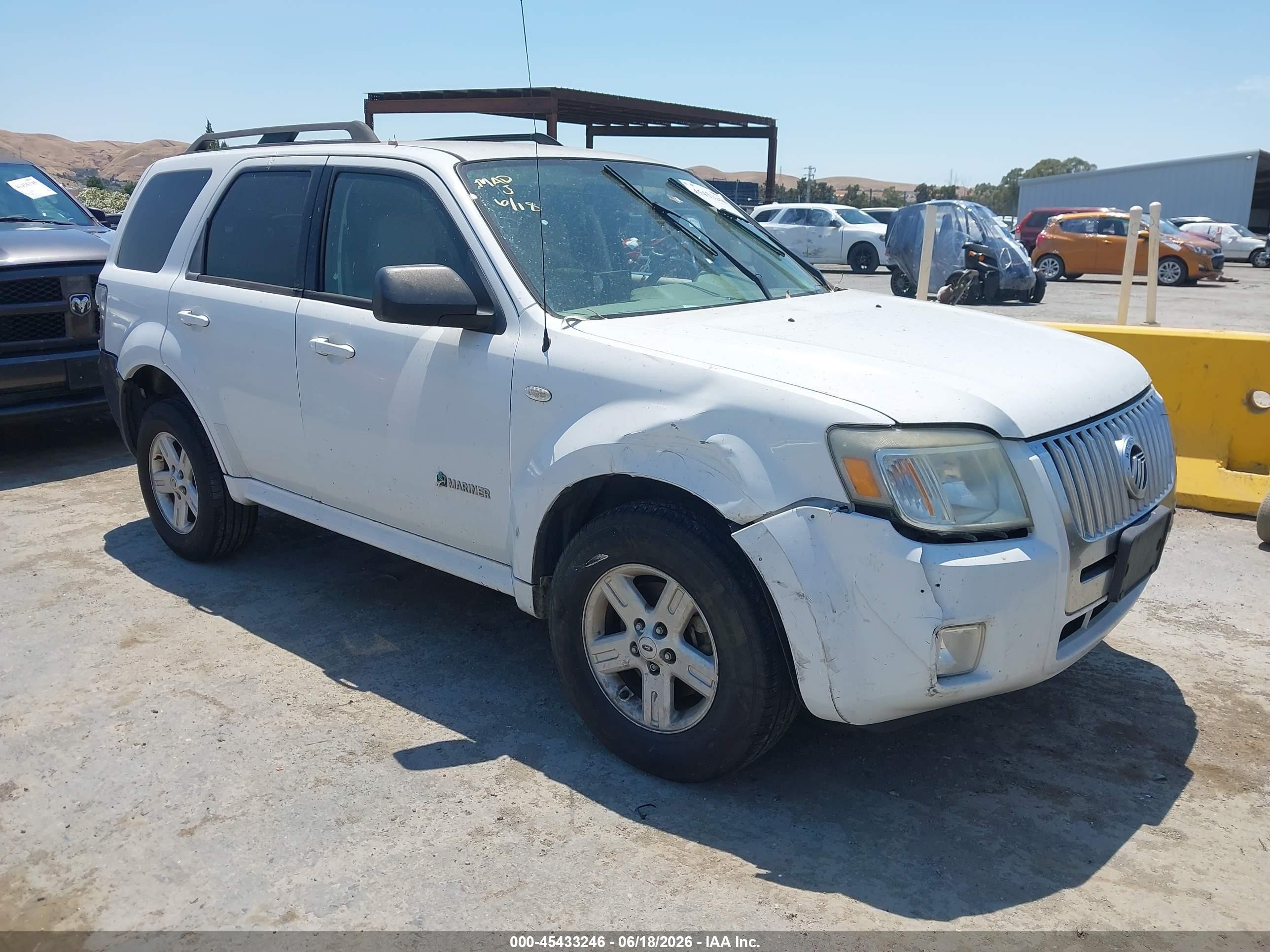 2008 Mercury Mariner VIN 4M2CU29H08KJ23474 IAAI salvage auction — Normal Wear, Clear - Dealer Only (California), sold $125 on 2026-07-09 (photo 1)