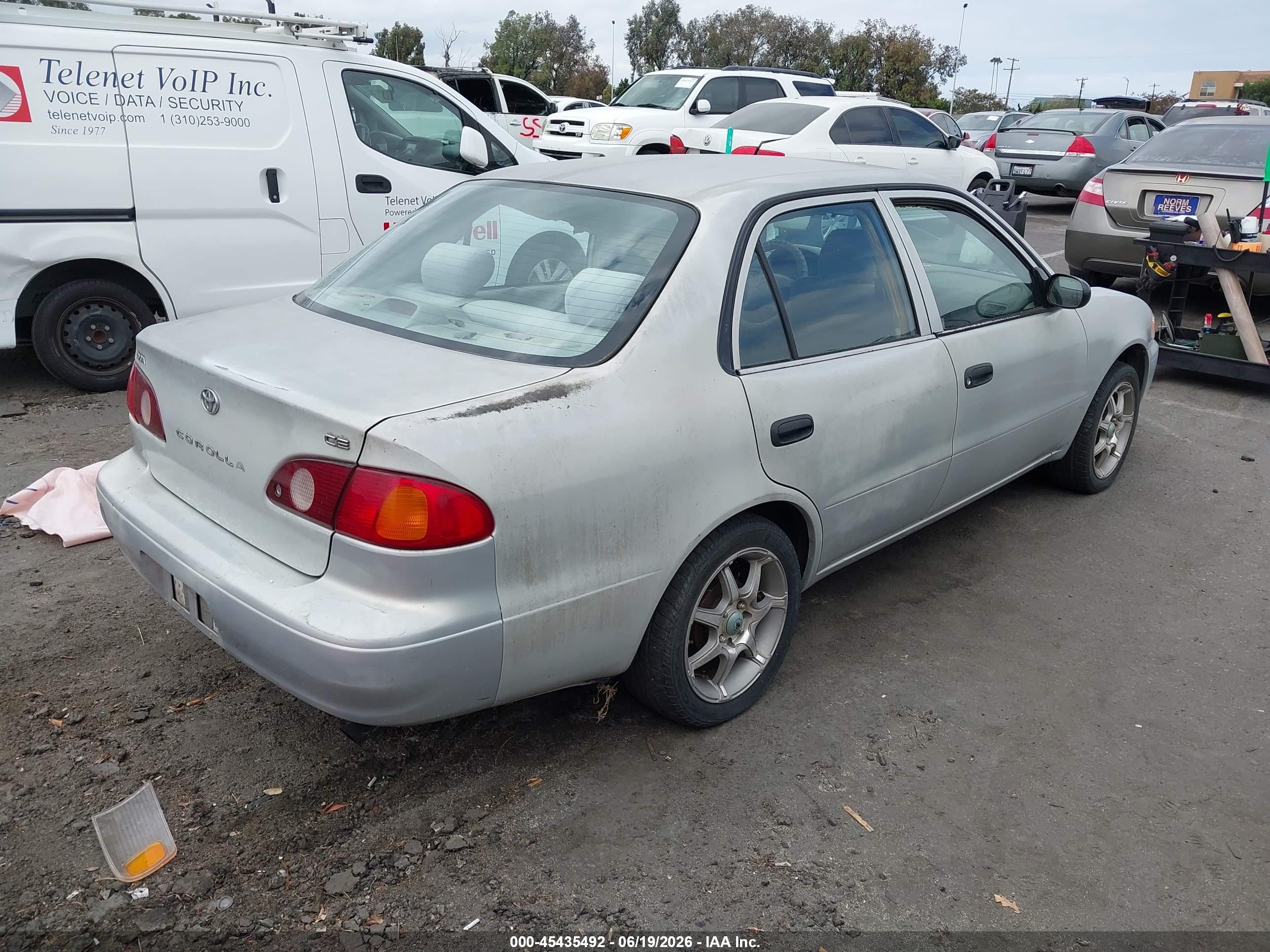 2001 Toyota Corolla VIN 1NXBR12EX1Z445042 IAAI salvage auction — Normal Wear, Clear - Dealer Only (California), sold $650 on 2026-07-02 (photo 4)